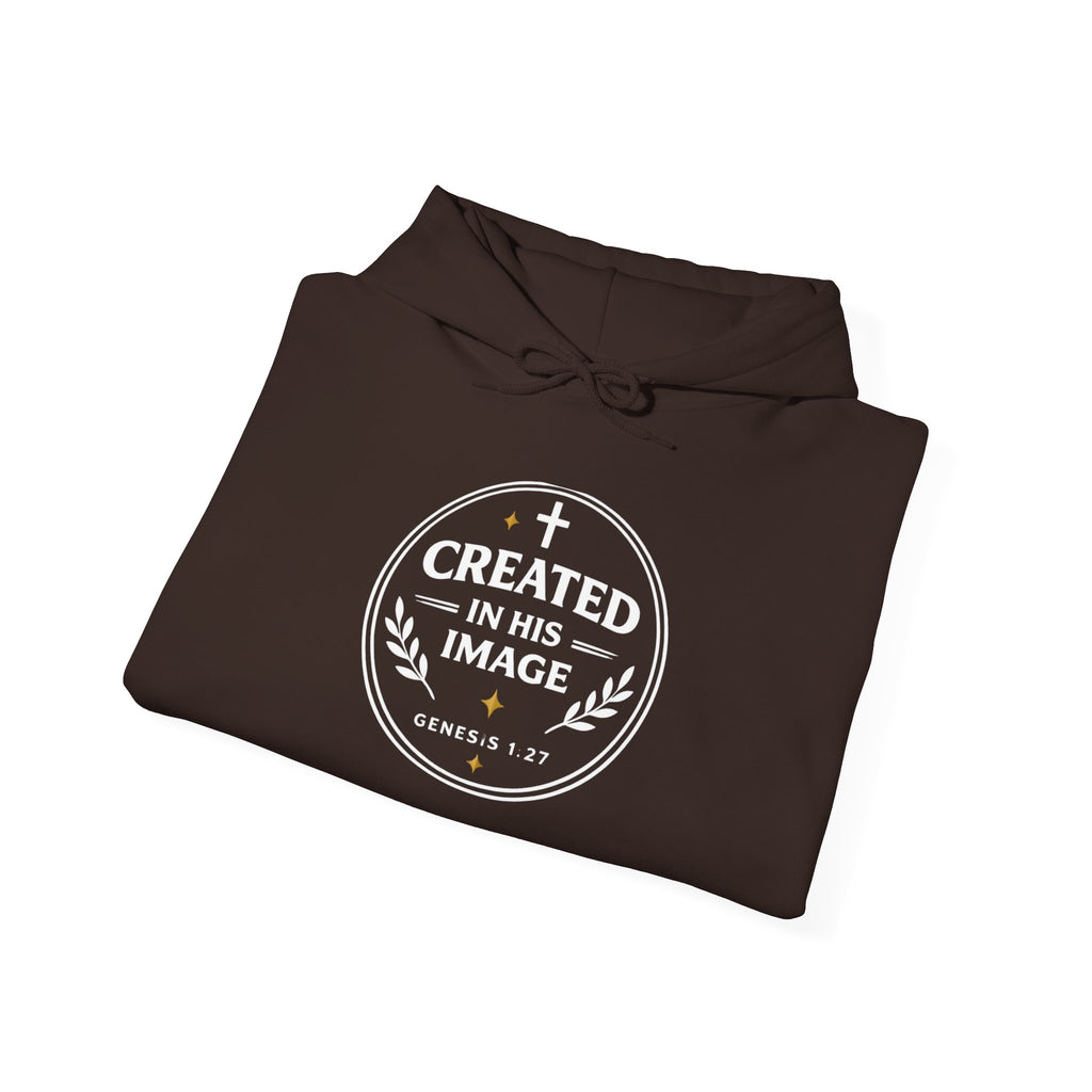 Created In His Image Hoodie — Christian Faith Pullover, Inspirational Bible Verse Sweatshirt
