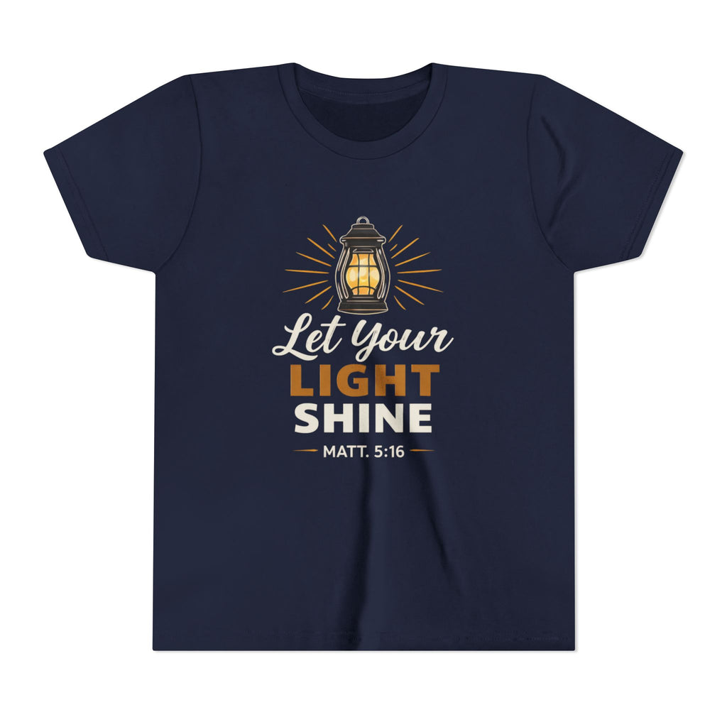 Boys Youth Tee — "Let Your Light Shine" Christian Lantern Shirt (Matt. 5:16)