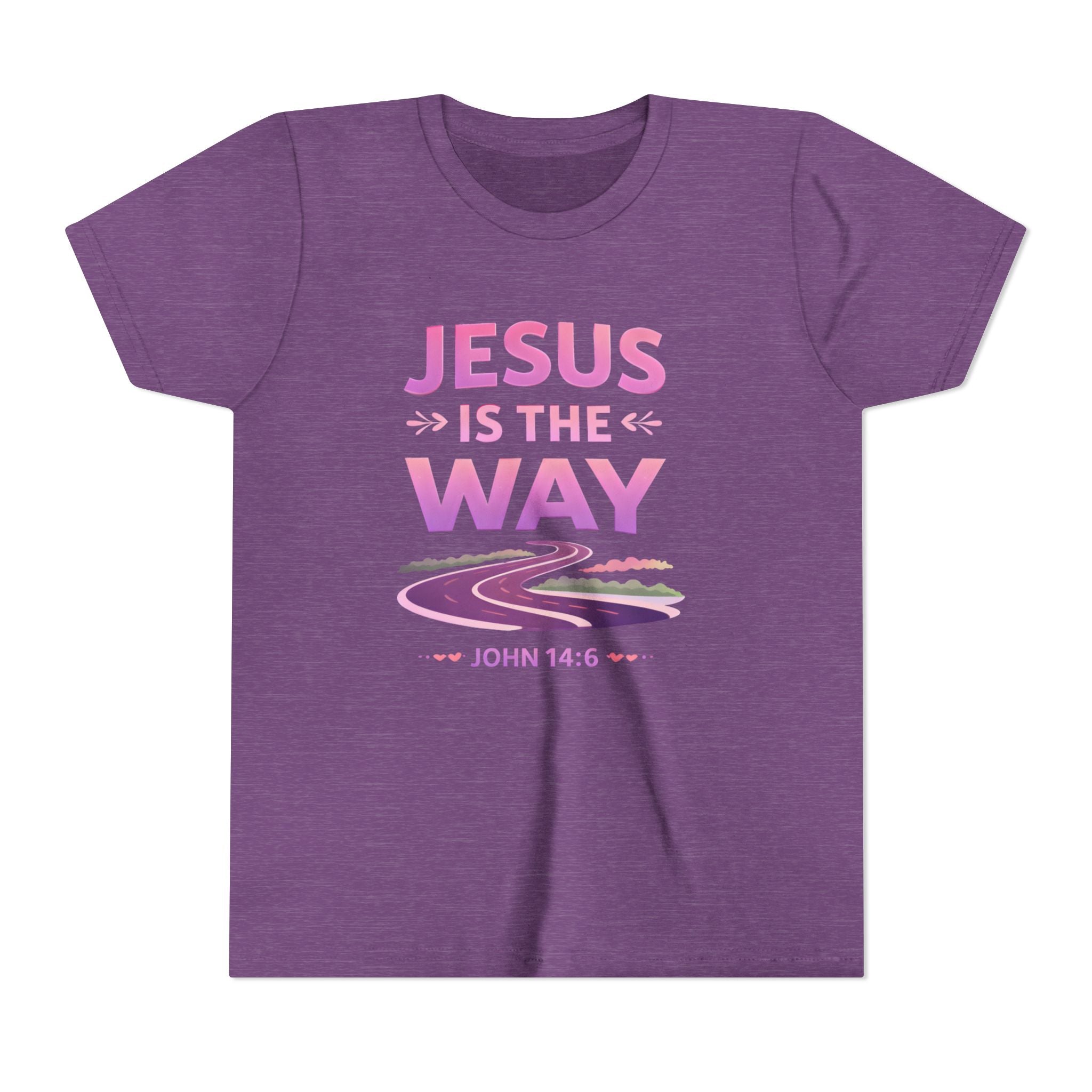 Girls Youth Tee — "Jesus Is The Way" Christian Kids T-Shirt (John 14:6)