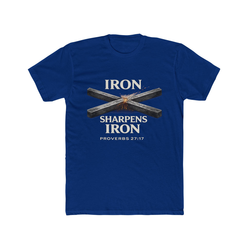 Iron Sharpens Iron T‑Shirt — Proverbs 27:17 Christian Tee