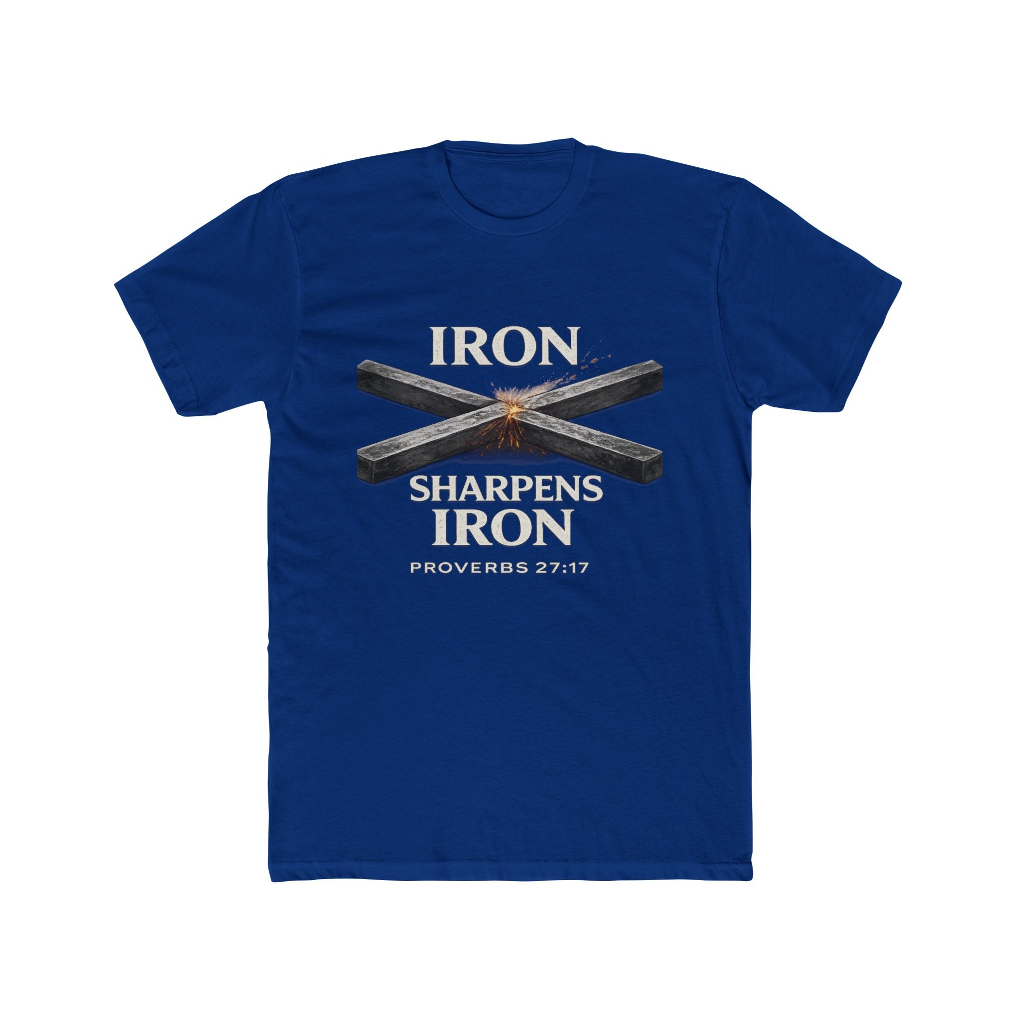Iron Sharpens Iron T‑Shirt — Proverbs 27:17 Christian Tee