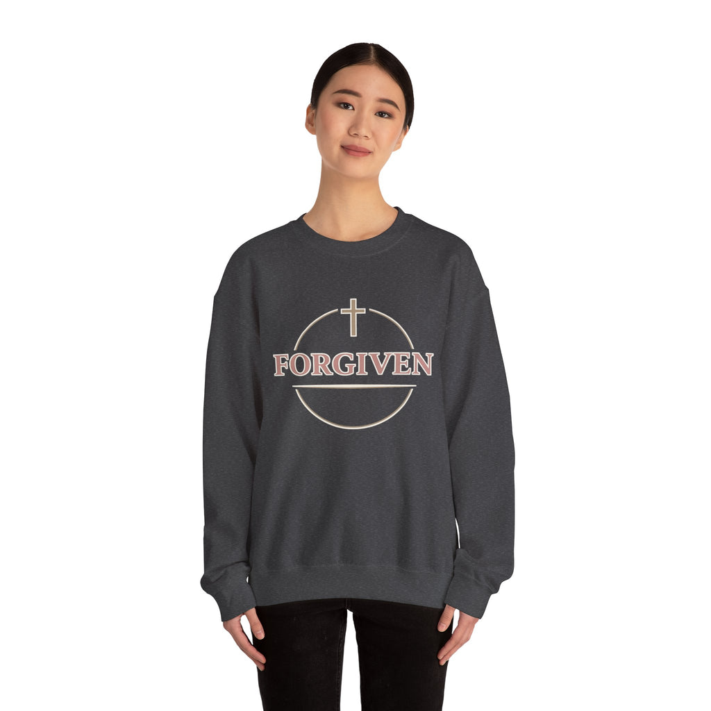 Womens Forgiven Crewneck Sweatshirt — Christian Faith Cross Pullover