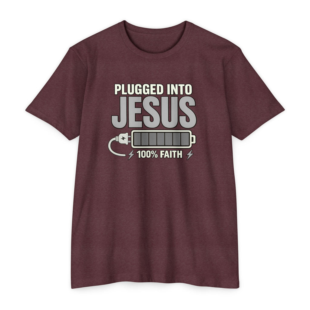 Women "Plugged Into Jesus" Faith Inspired Tee