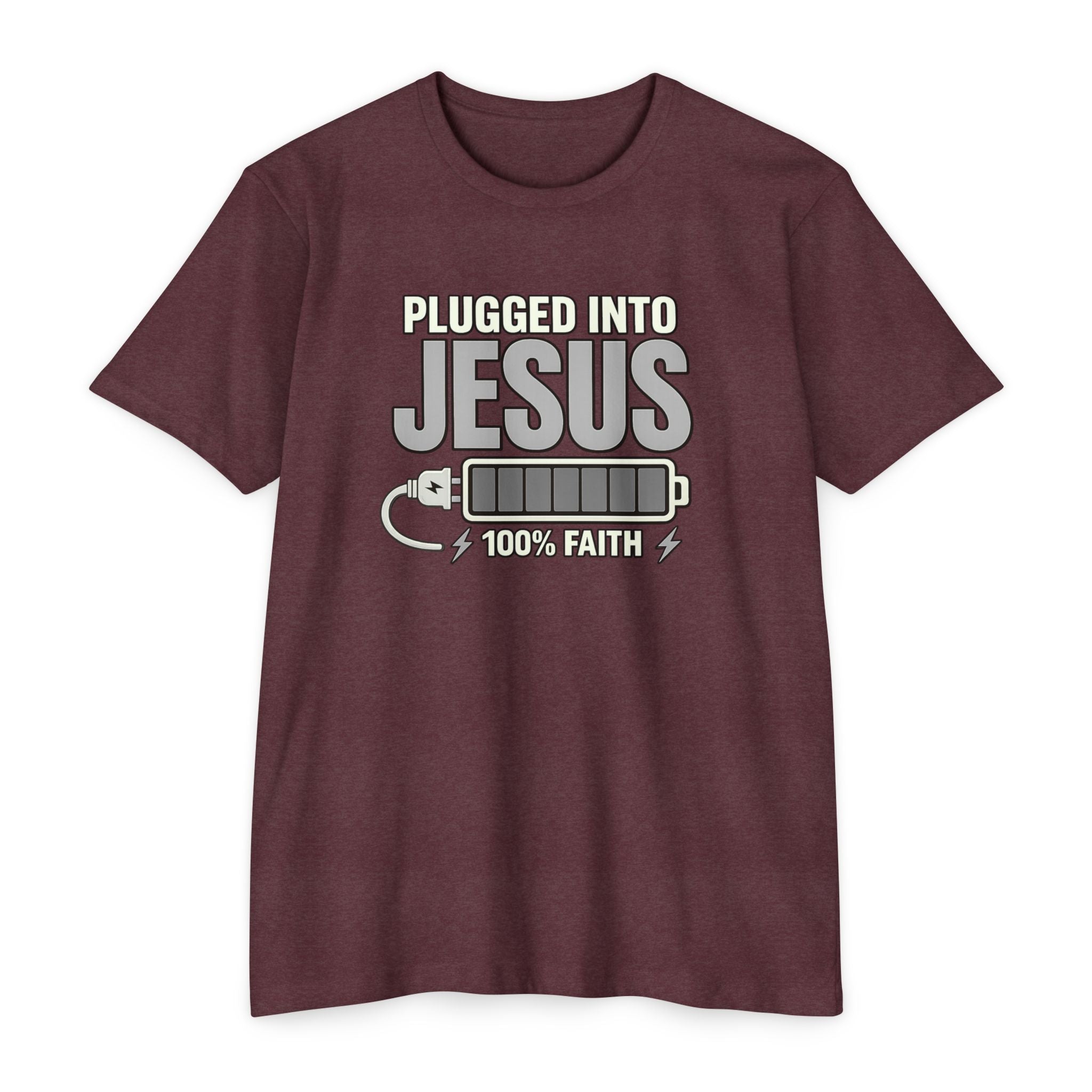 Women "Plugged Into Jesus" Faith Inspired Tee
