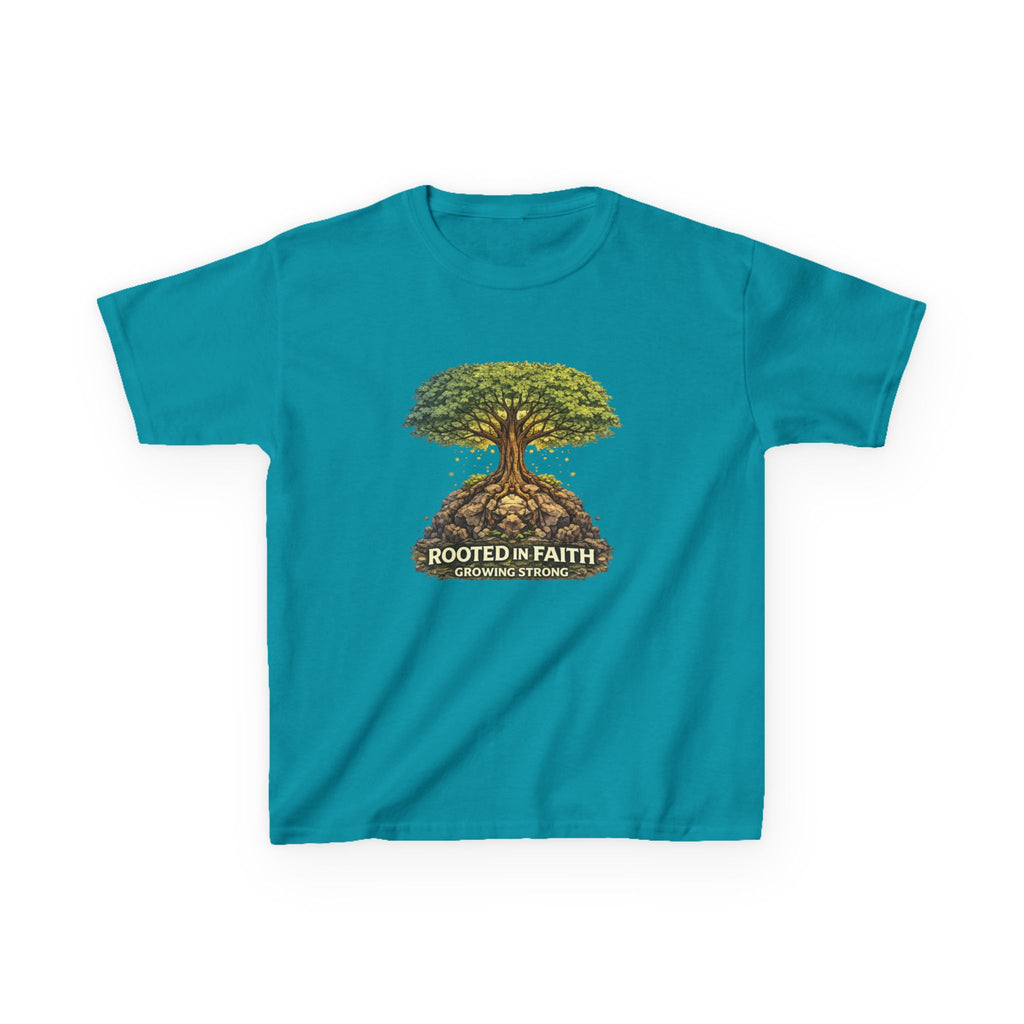 Kids Tee — 'Rooted in Faith' Tree Graphic