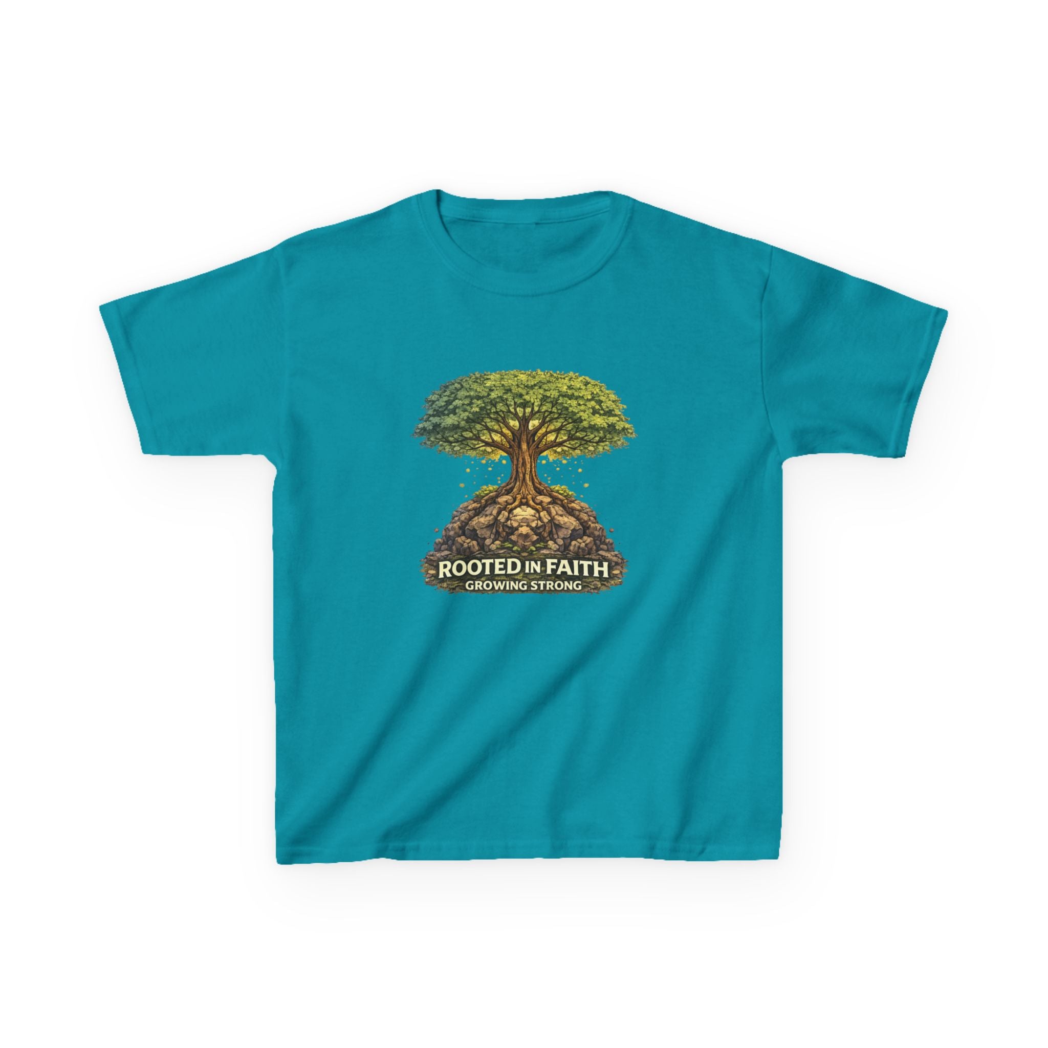 Kids Tee — 'Rooted in Faith' Tree Graphic