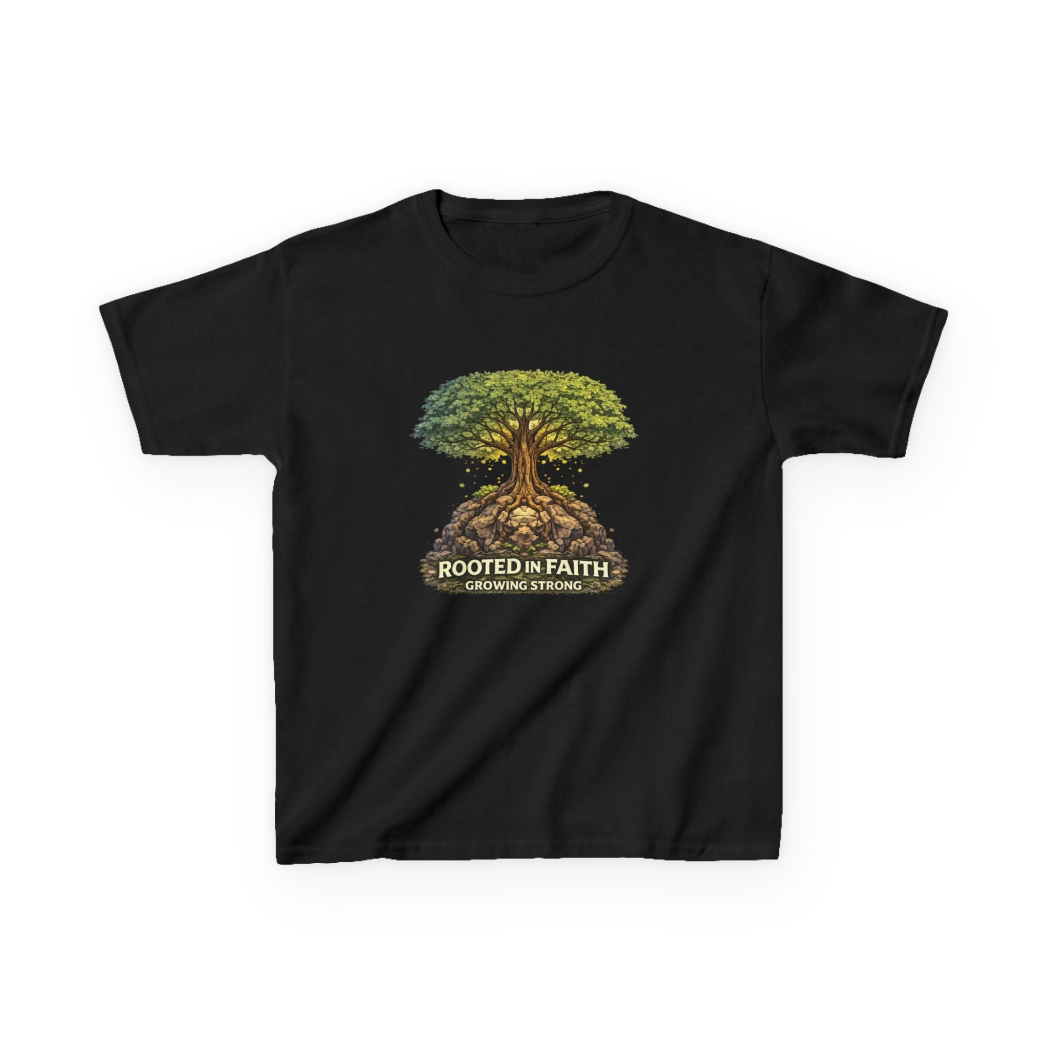 Kids Tee — 'Rooted in Faith' Tree Graphic