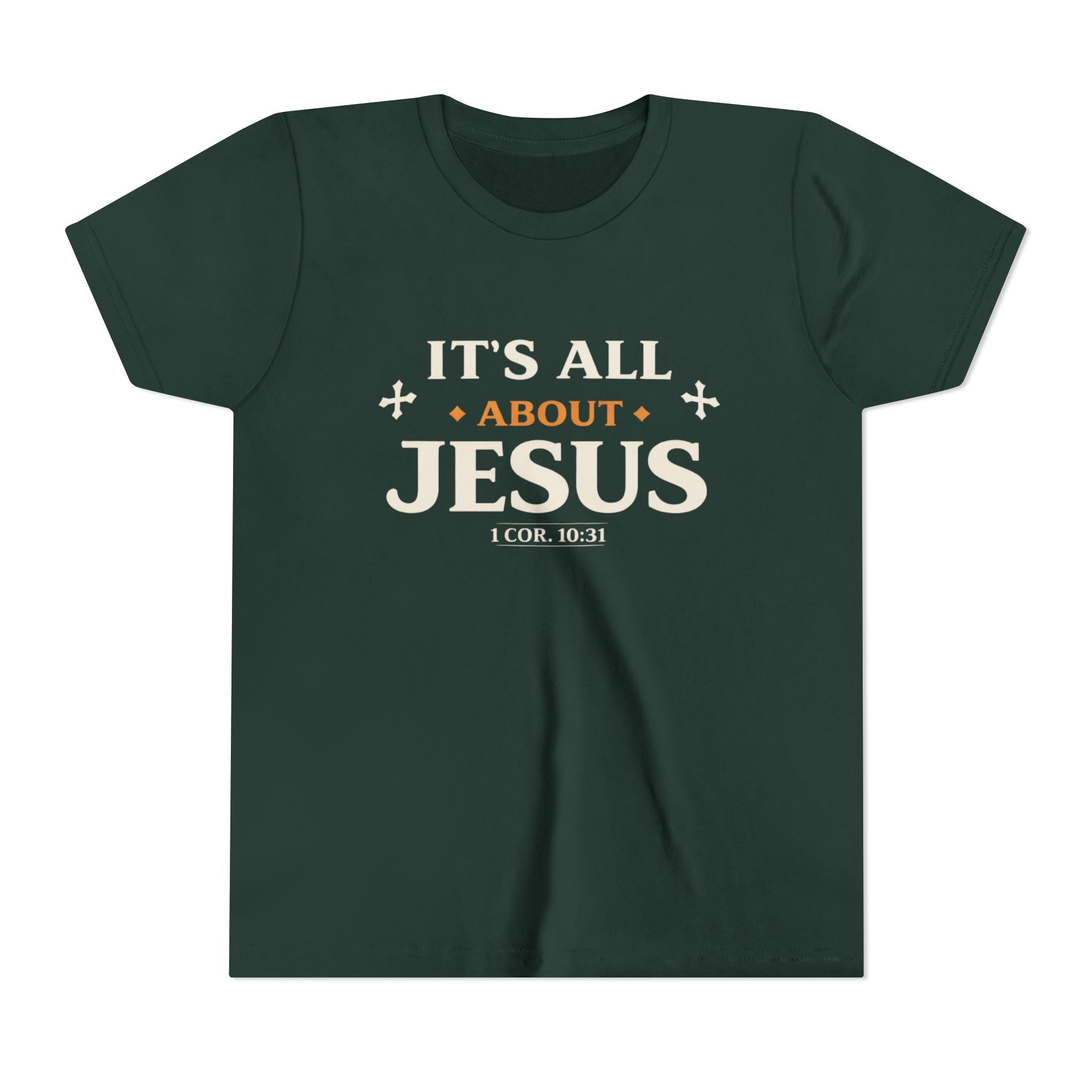 Girls Youth Tee - "It's All About Jesus" Christian Kids Shirt (1 Cor. 10:31)