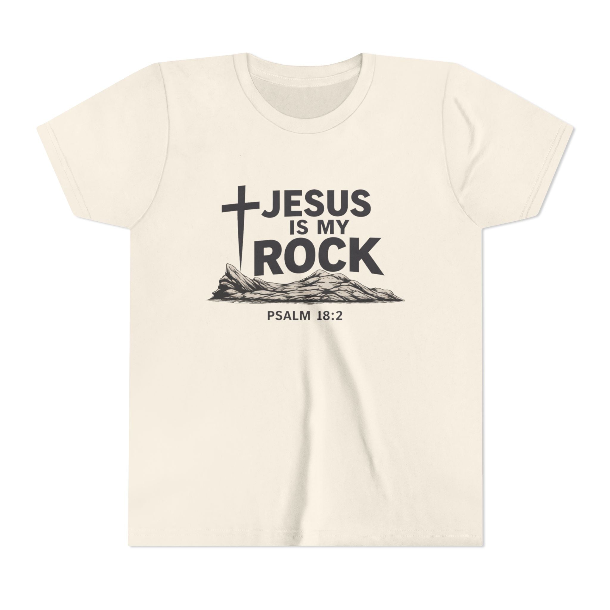 Boys Youth Tee — "Jesus Is My Rock" Psalm 18:2 Christian Kids T-Shirt