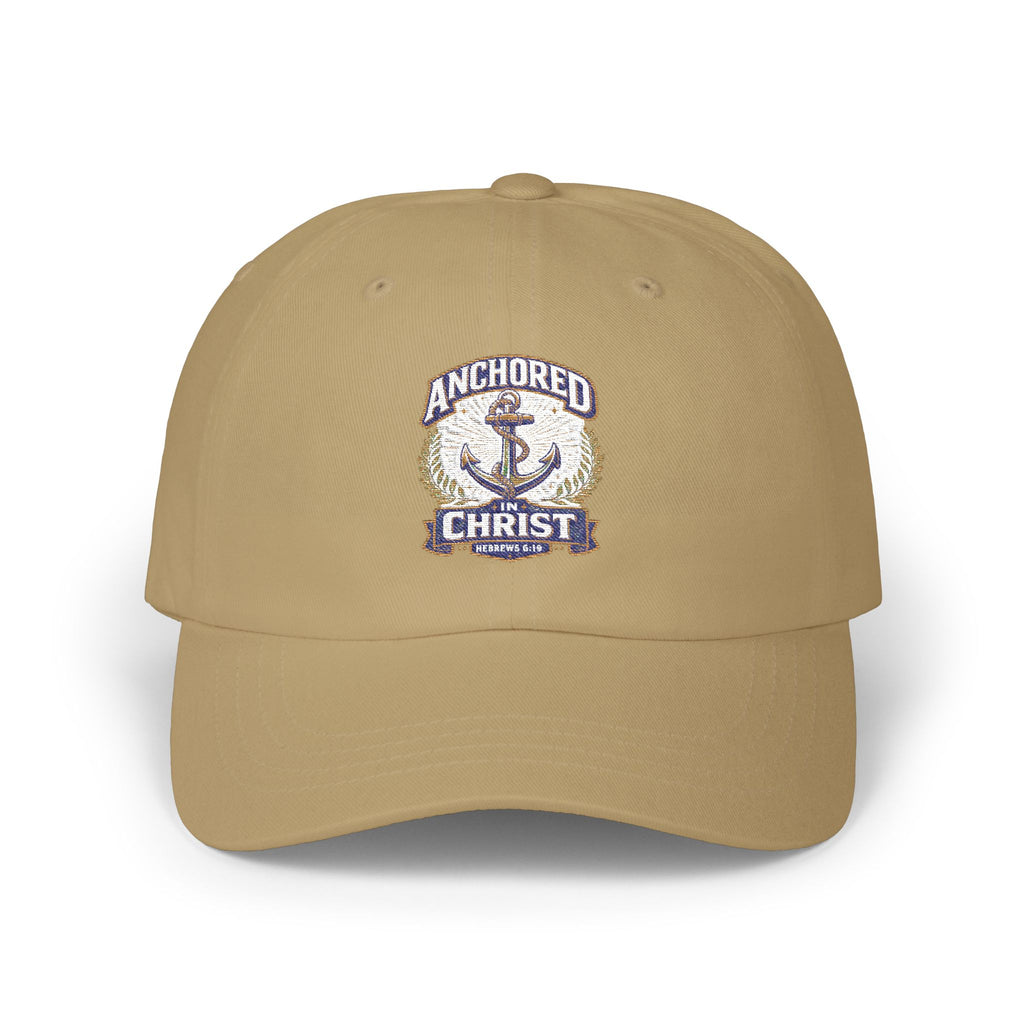 Anchored in Christ Dad Cap — Embroidered Anchor Christian Baseball Hat