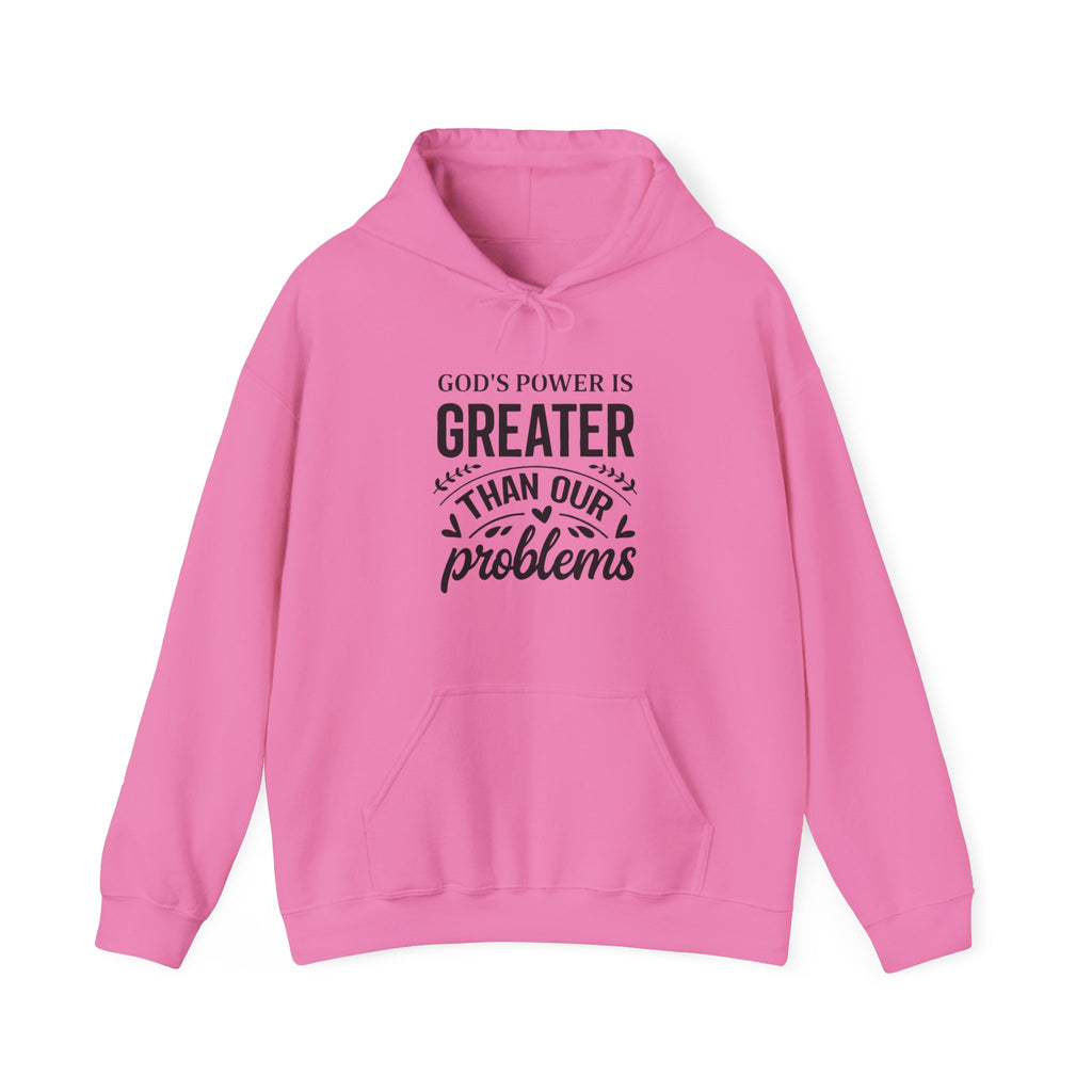 Womens God's Power Is Greater Hoodie — Inspirational Christian Faith Sweatshirt