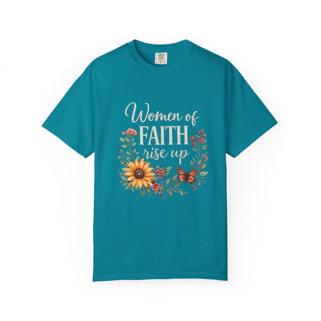 Women of Faith Rise Up T-Shirt — Floral Christian Inspirational Tee