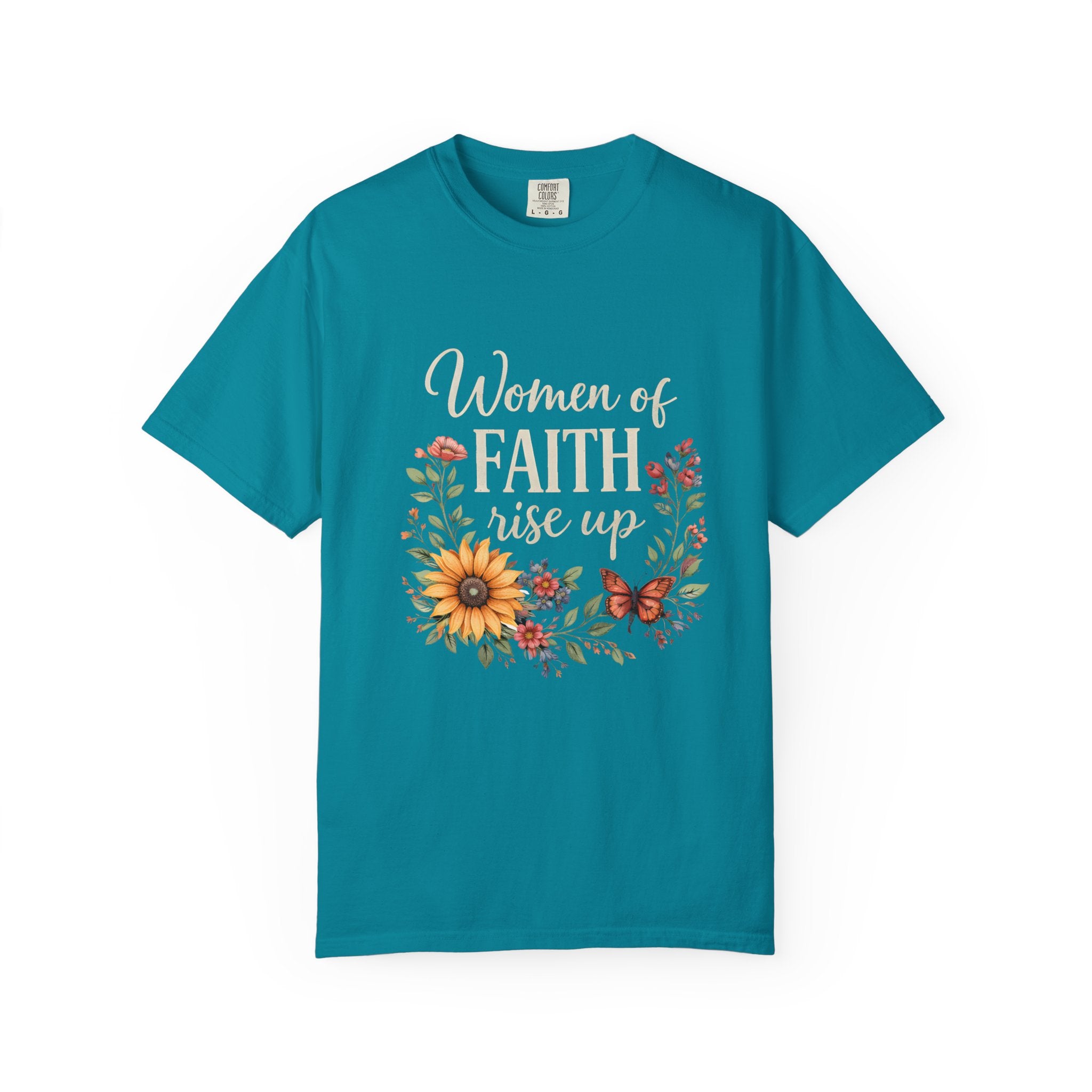 Women of Faith Rise Up T-Shirt — Floral Christian Inspirational Tee