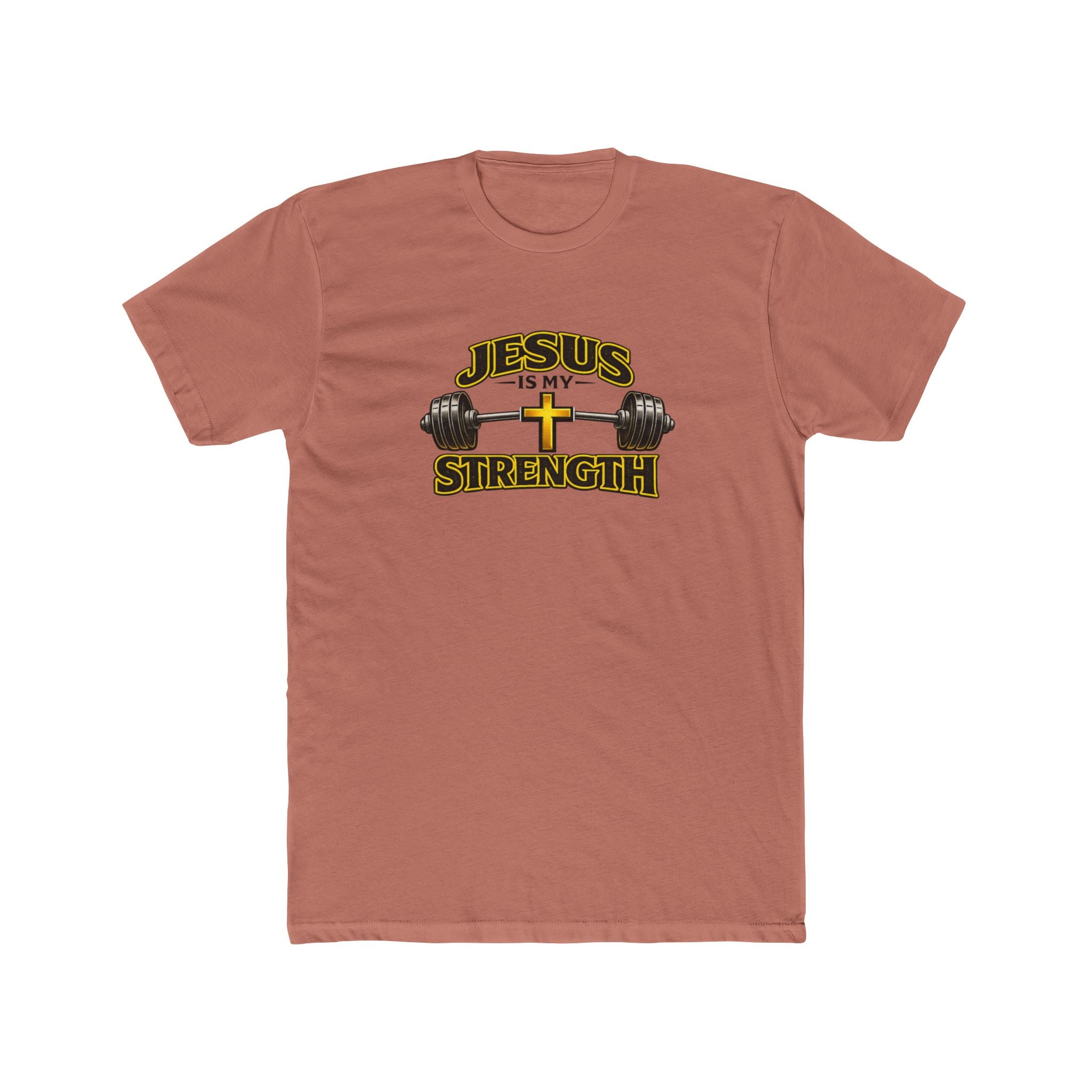 Jesus Is My Strength T-Shirt | Cross & Barbell Christian Faith Workout Tee