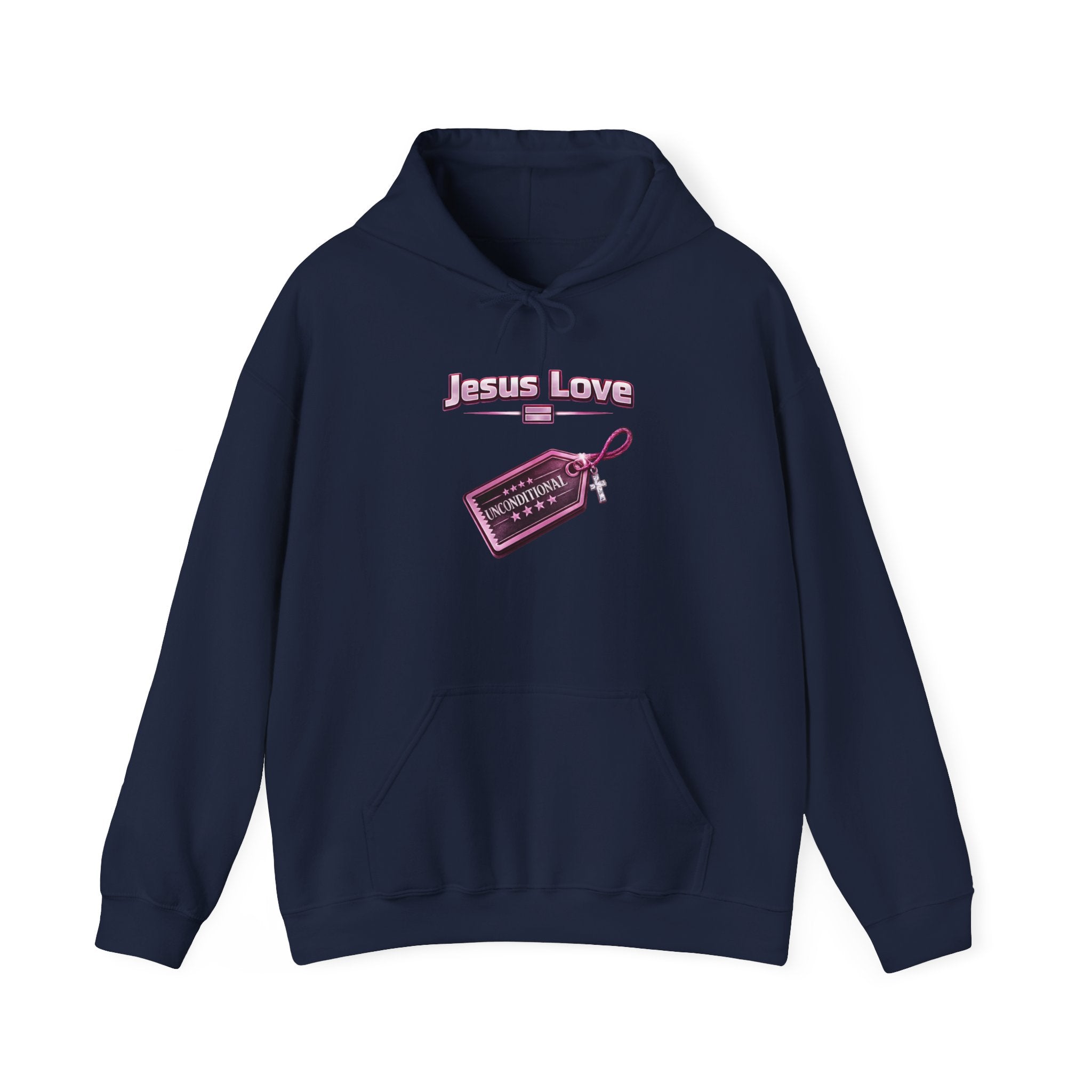 Jesus Love Hoodie — Retro Tag Graphic Christian Faith Pullover