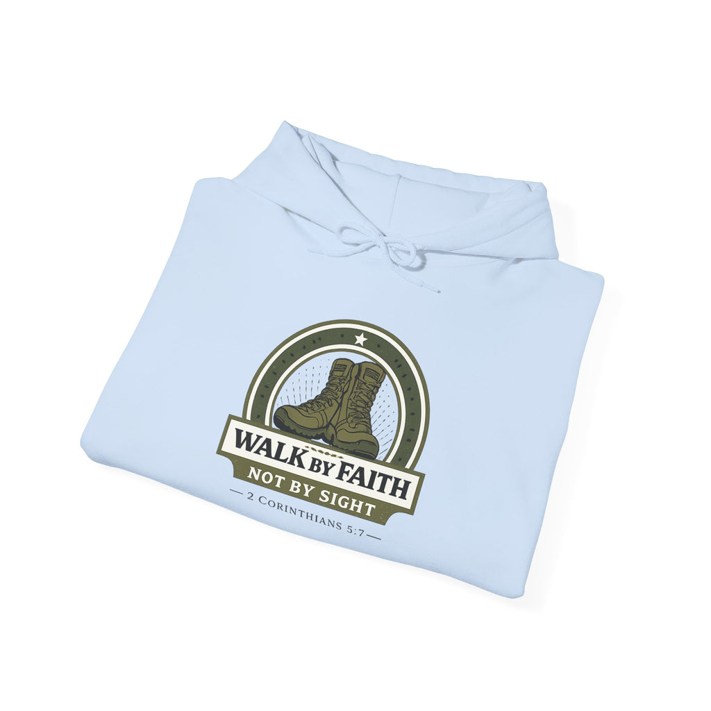Mens Walk By Faith Hoodie – Inspirational Christian Faith Sweatshirt