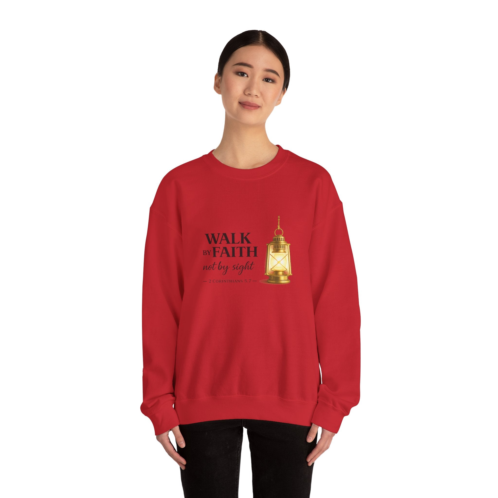 Womens "Walk By Faith Not By Sight" Classic White Crewneck Sweatshirt