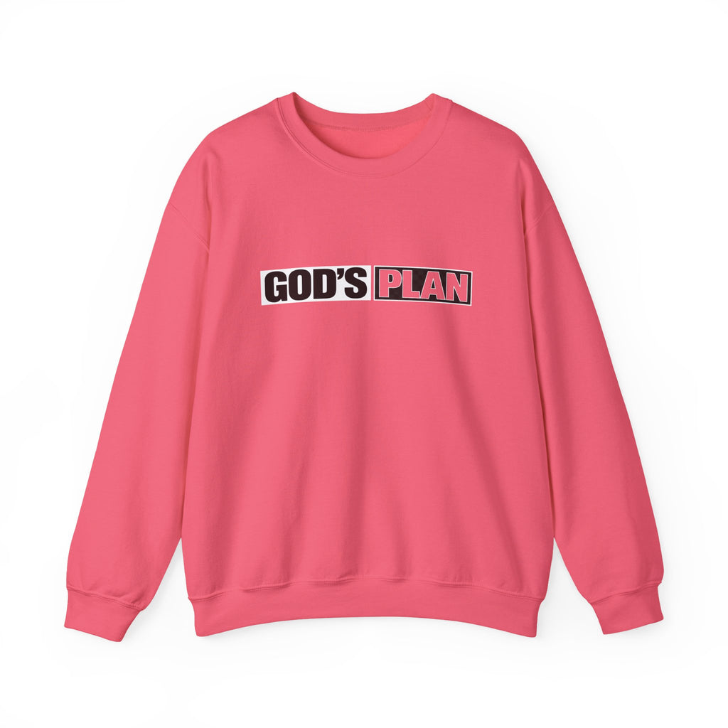 Crewneck Sweatshirt — "GOD'S PLAN" Bold Logo Faith Pullover
