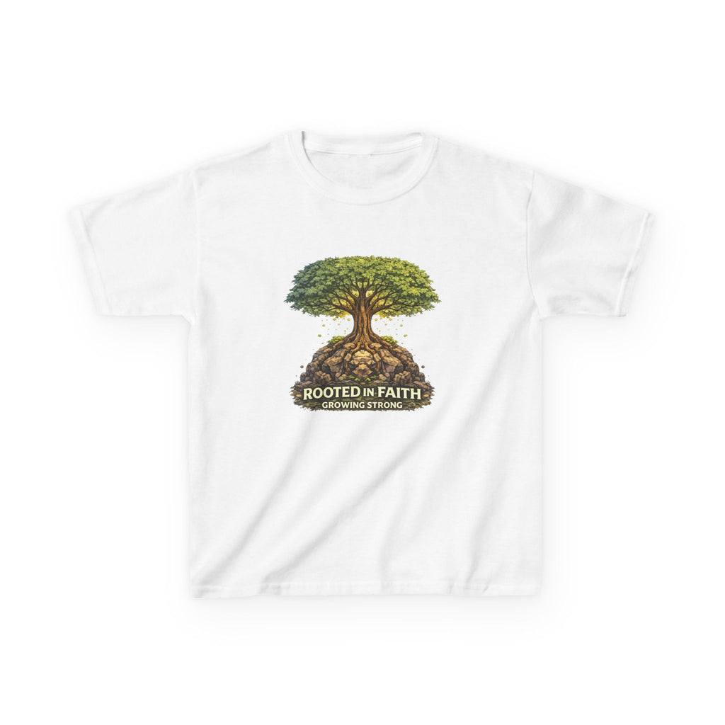 Kids Tee — 'Rooted in Faith' Tree Graphic