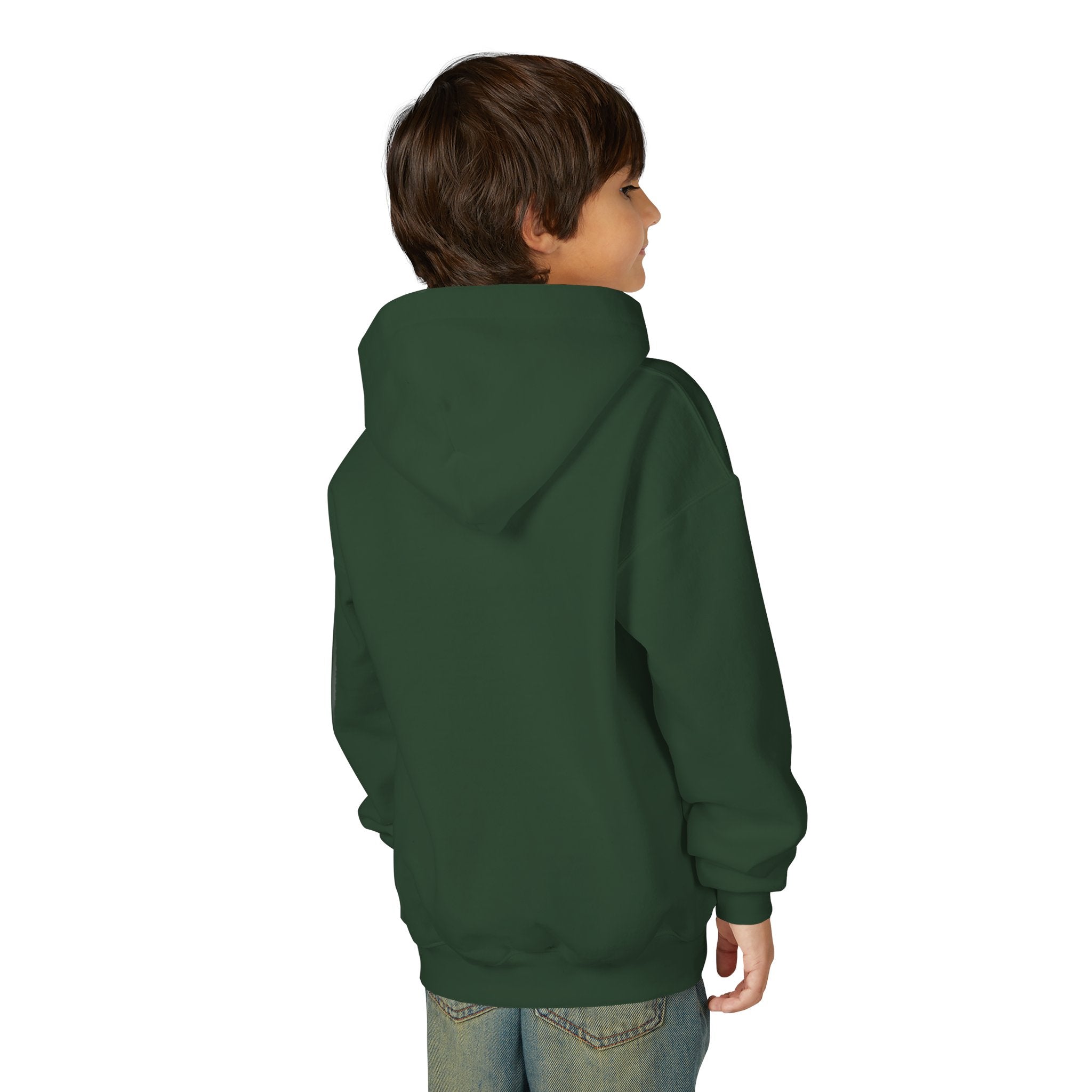 Youth Hoodie — "Powered by God" Green Battery Christian Sweatshirt