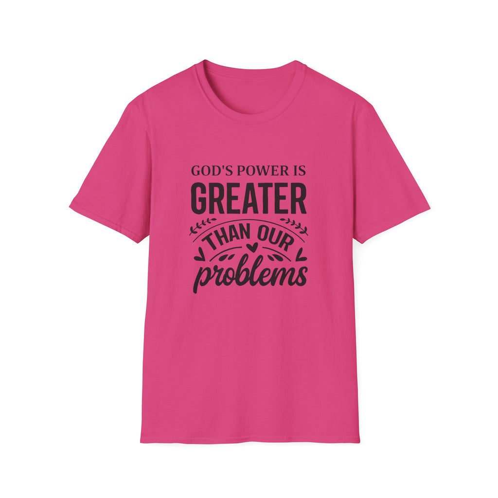 Womens Christian Faith T-Shirt — "God's Power Is Greater Than Our Problems" Inspirational Tee