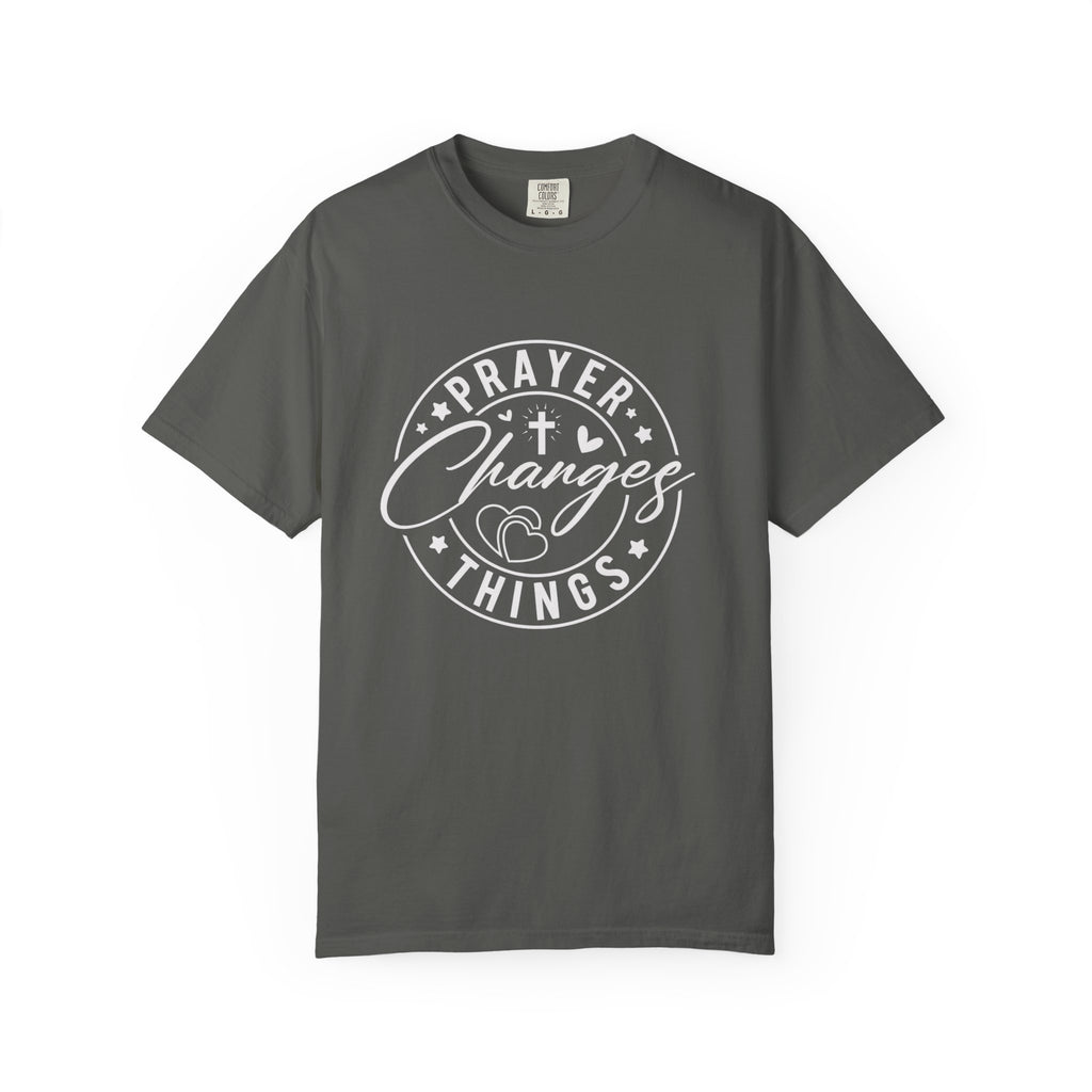 Prayer Changes Lives T-Shirt — Subtle Embossed Faith Graphic