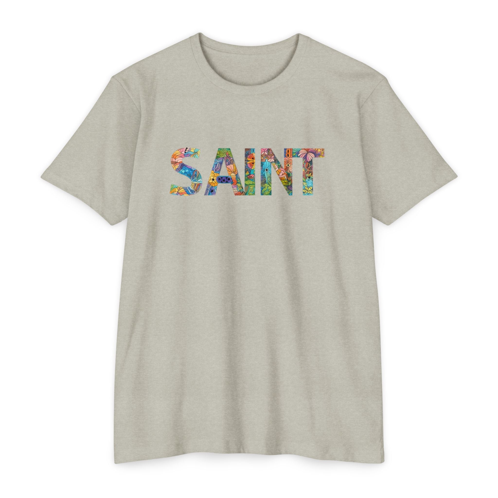 Womens Saint Floral Print T-shirt | 'SAINT' Flower Lettering Tee
