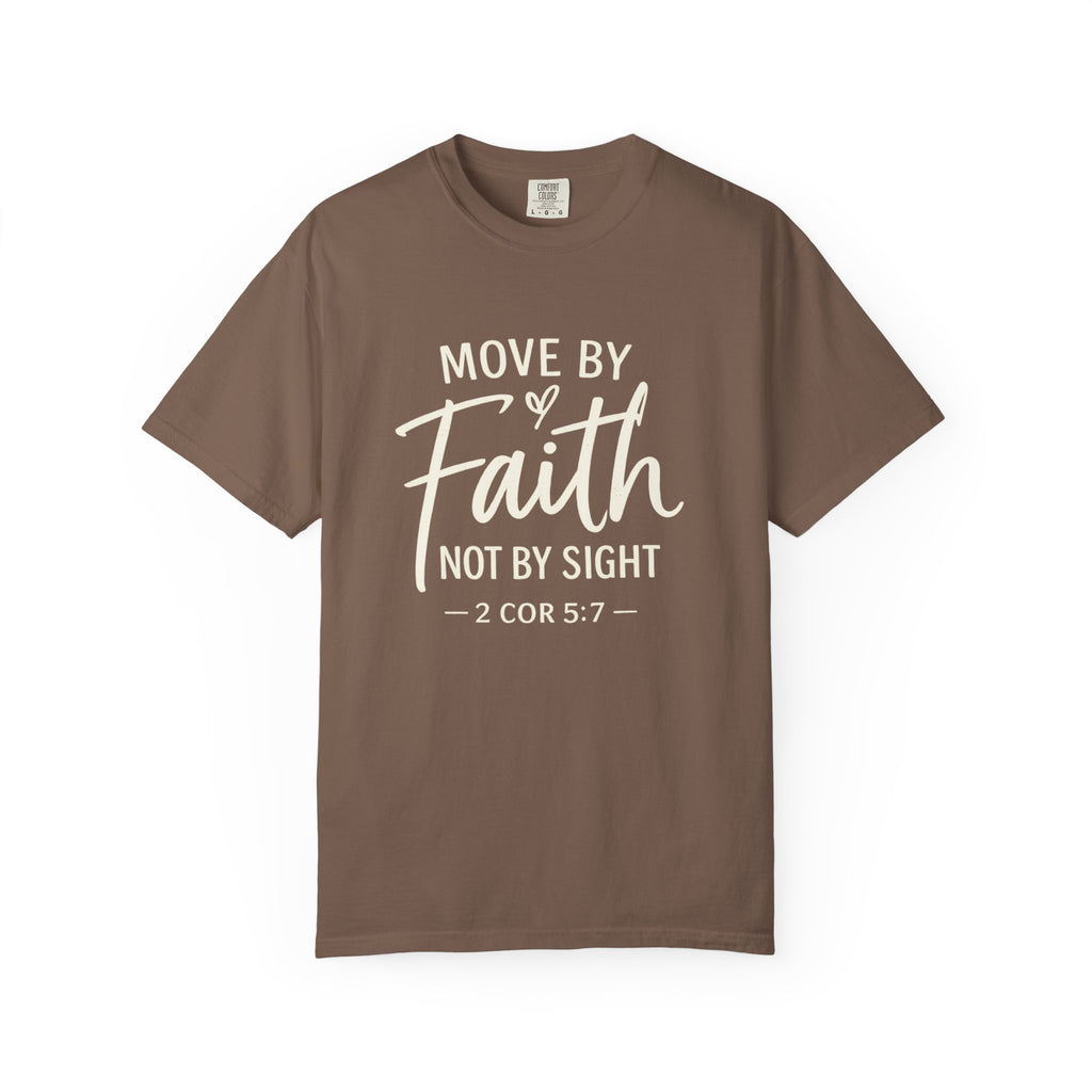 Move By Faith Not By Sight Minimal White Graphic Tee (Subtle Script Design)