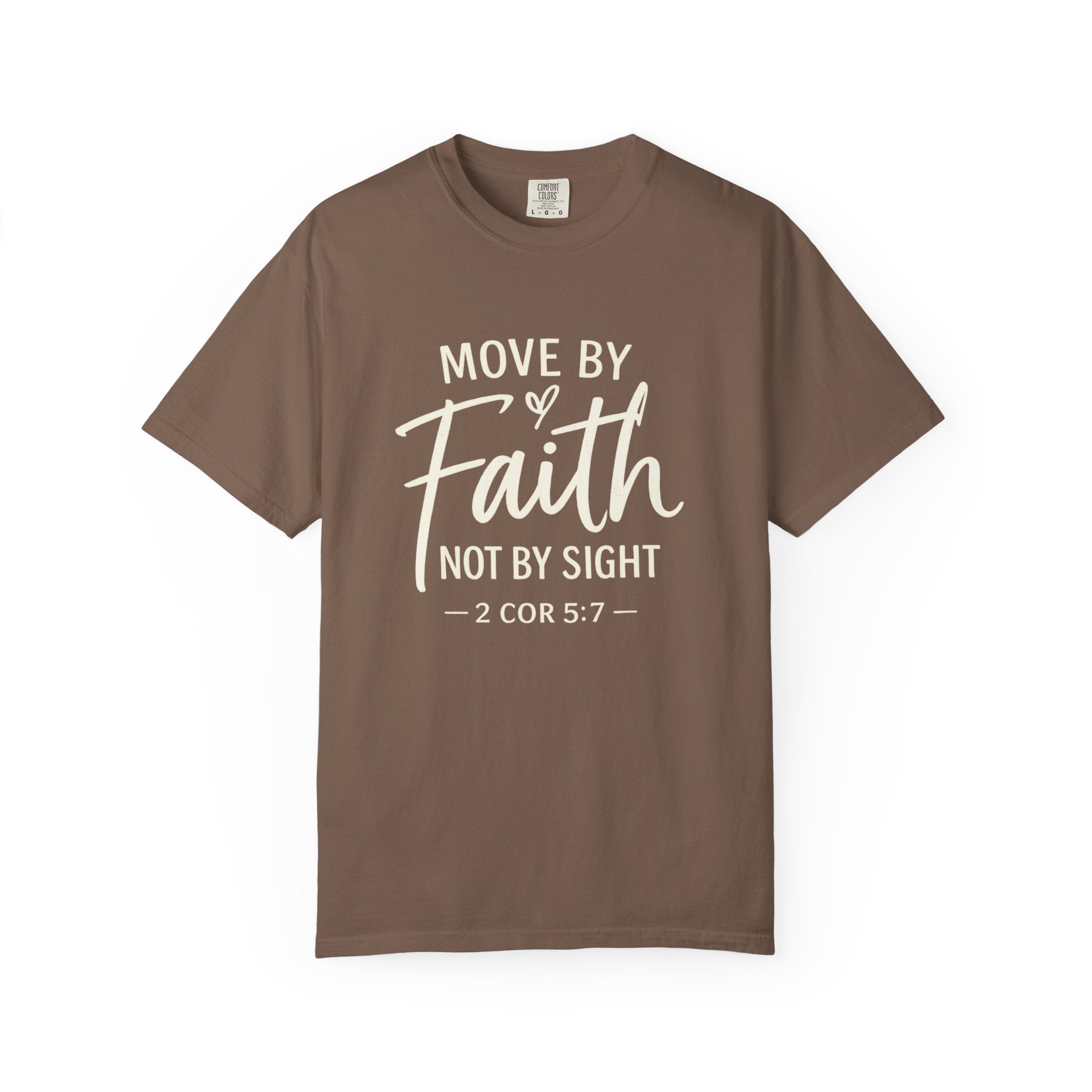 Move By Faith Not By Sight Minimal White Graphic Tee (Subtle Script Design)