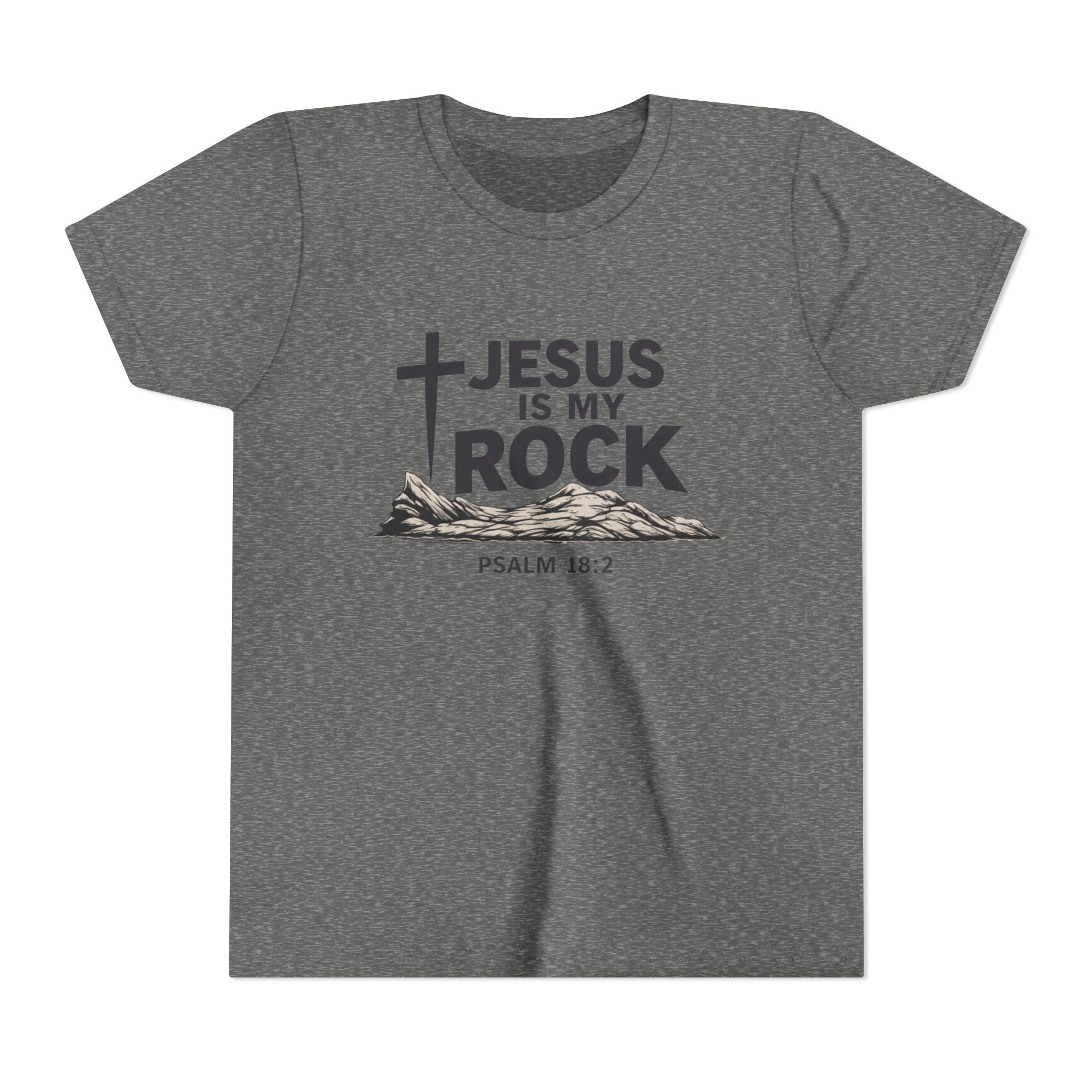 Girls Youth Tee — "Jesus Is My Rock" Psalm 18:2 Christian Kids T-Shirt