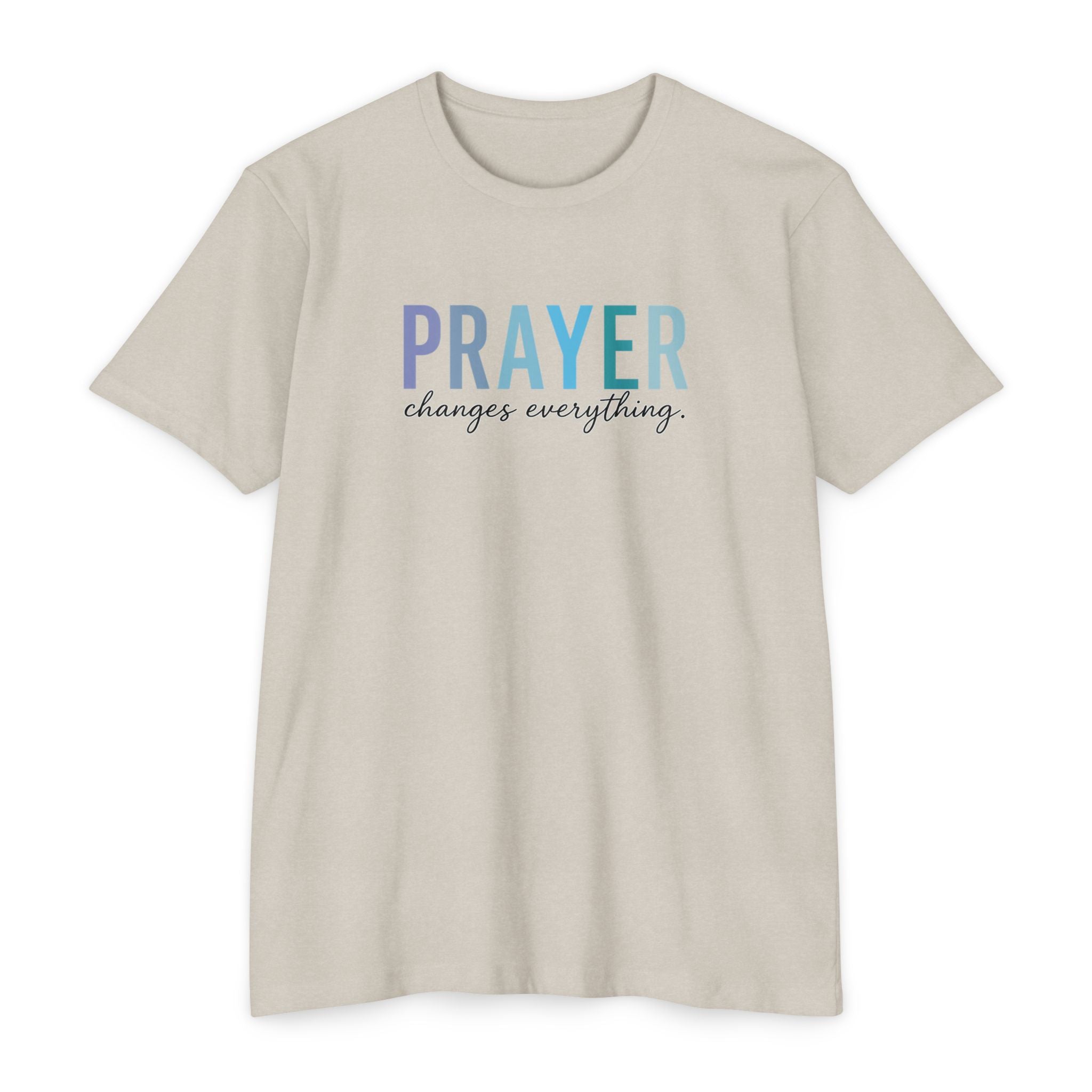Womens Prayer Graphic T-Shirt — Colorful Typographic Faith Tee