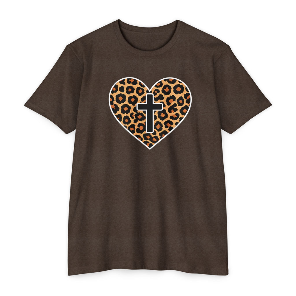 Womens  Heart with Cross T-shirt | Christian Faith