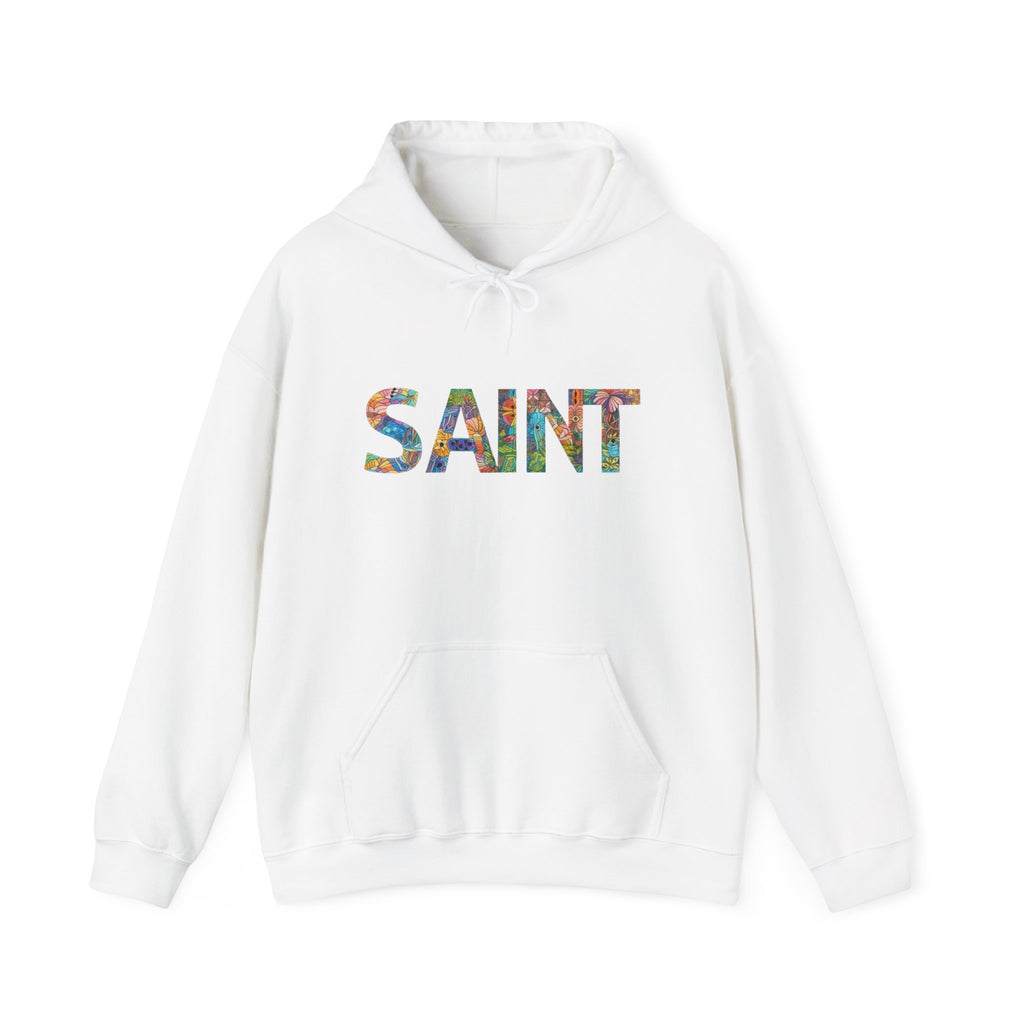 Womens Saint Floral Hoodie — Colorful 'SAINT' Graphic Pullover