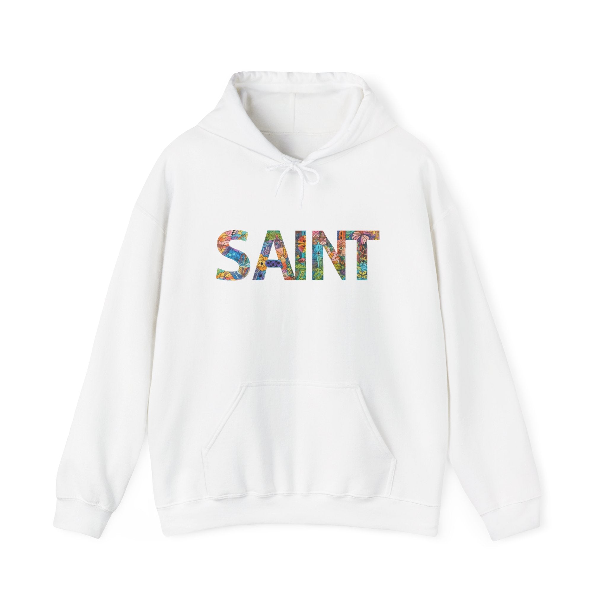 Womens Saint Floral Hoodie — Colorful 'SAINT' Graphic Pullover