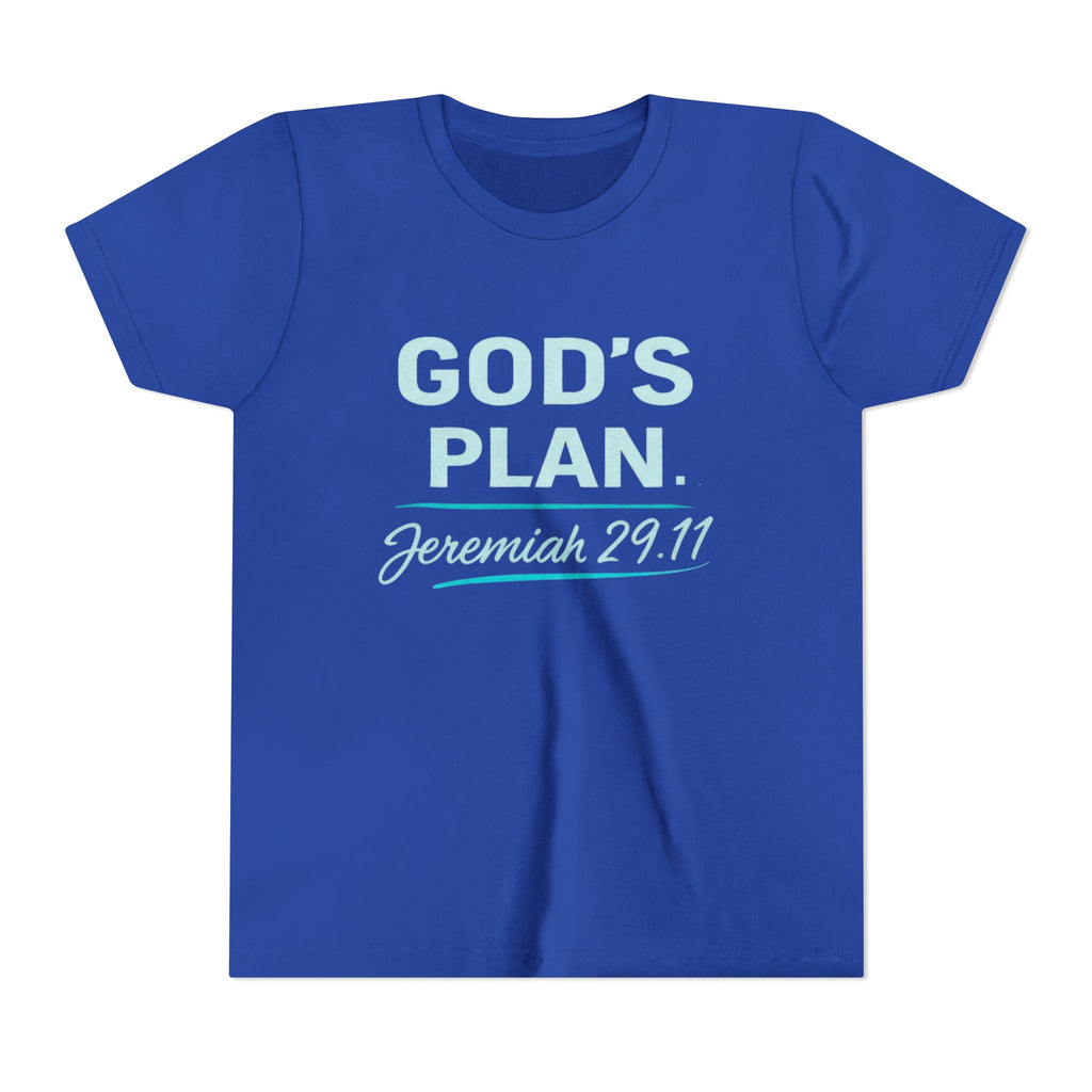 Youth Tee — "God's Plan" Jeremiah 29:11 Christian Faith Shirt