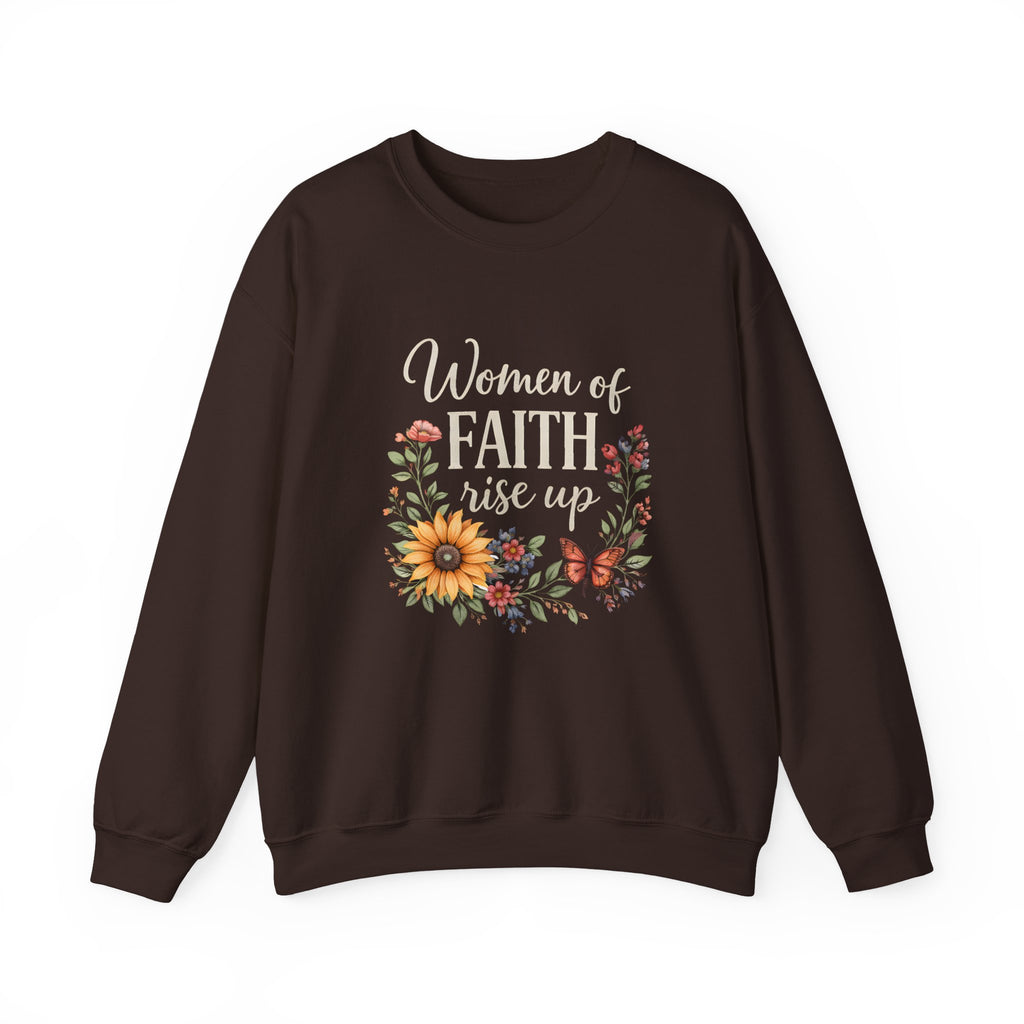 Women of Faith Rise Up Sweatshirt — Floral Christian Crewneck