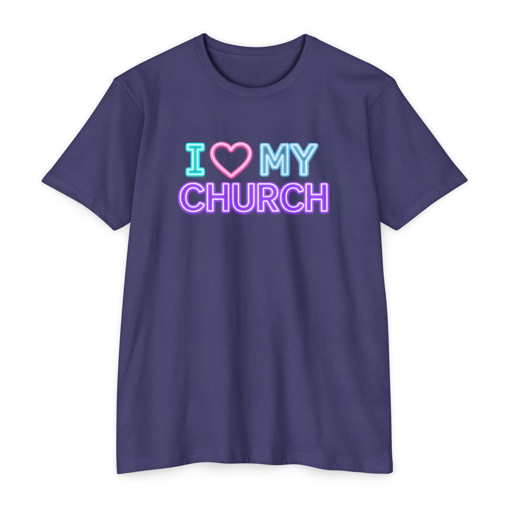 Womens I Love My Church T-Shirt | Tie Dye Heart Lettering