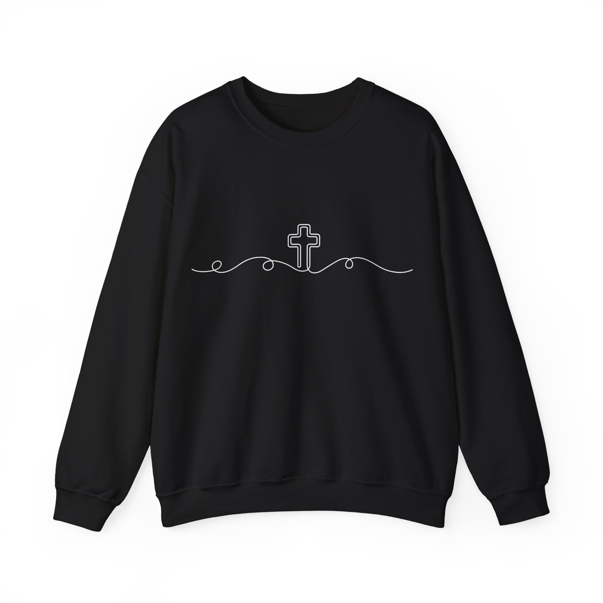 Womens Minimal Cross Line Crewneck Sweatshirt