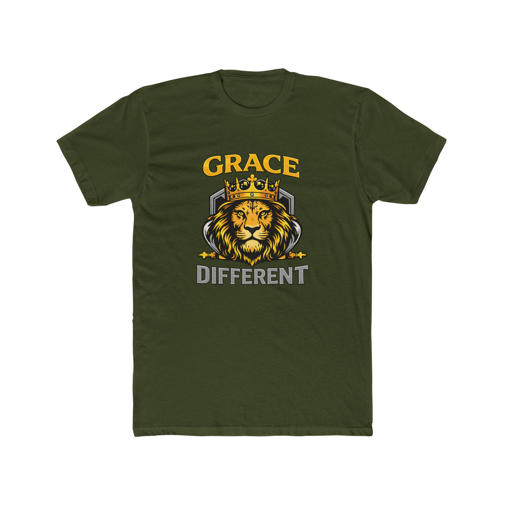 Grace Different Lion Graphic Tee — Crowned Lion Inspirational Christian Shirt