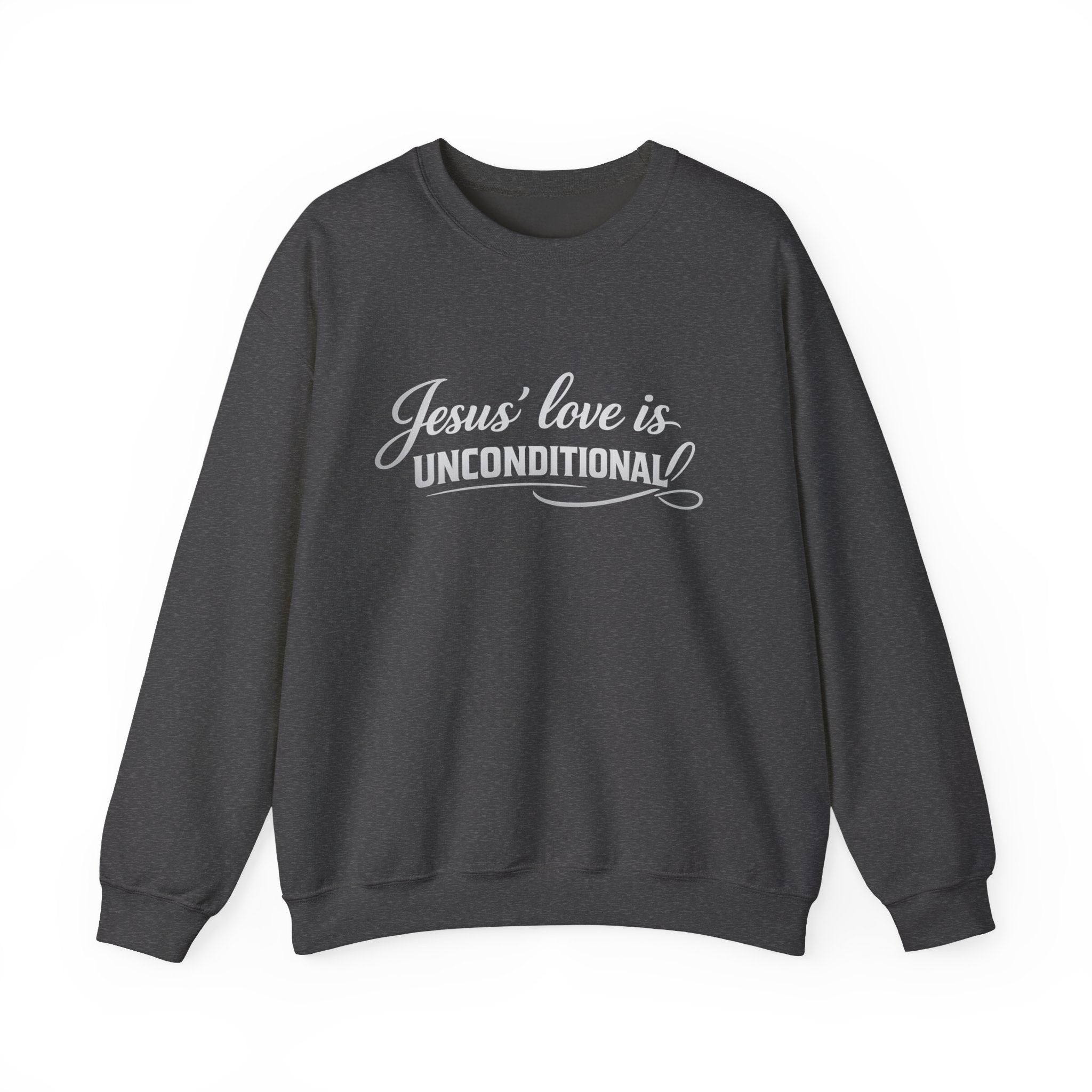 Womens Crewneck Sweatshirt — "Jesus' Love Is Unconditional" Faith Graphic