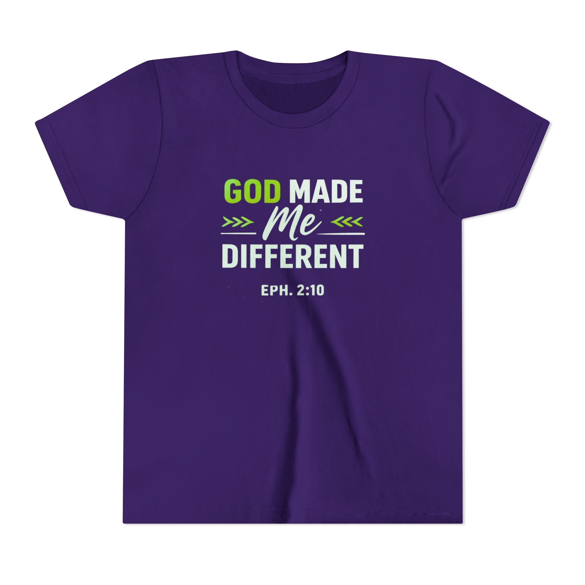Boys Youth Tee - "God Made Me Different" Christian Faith Kids Shirt (Eph. 2:10)
