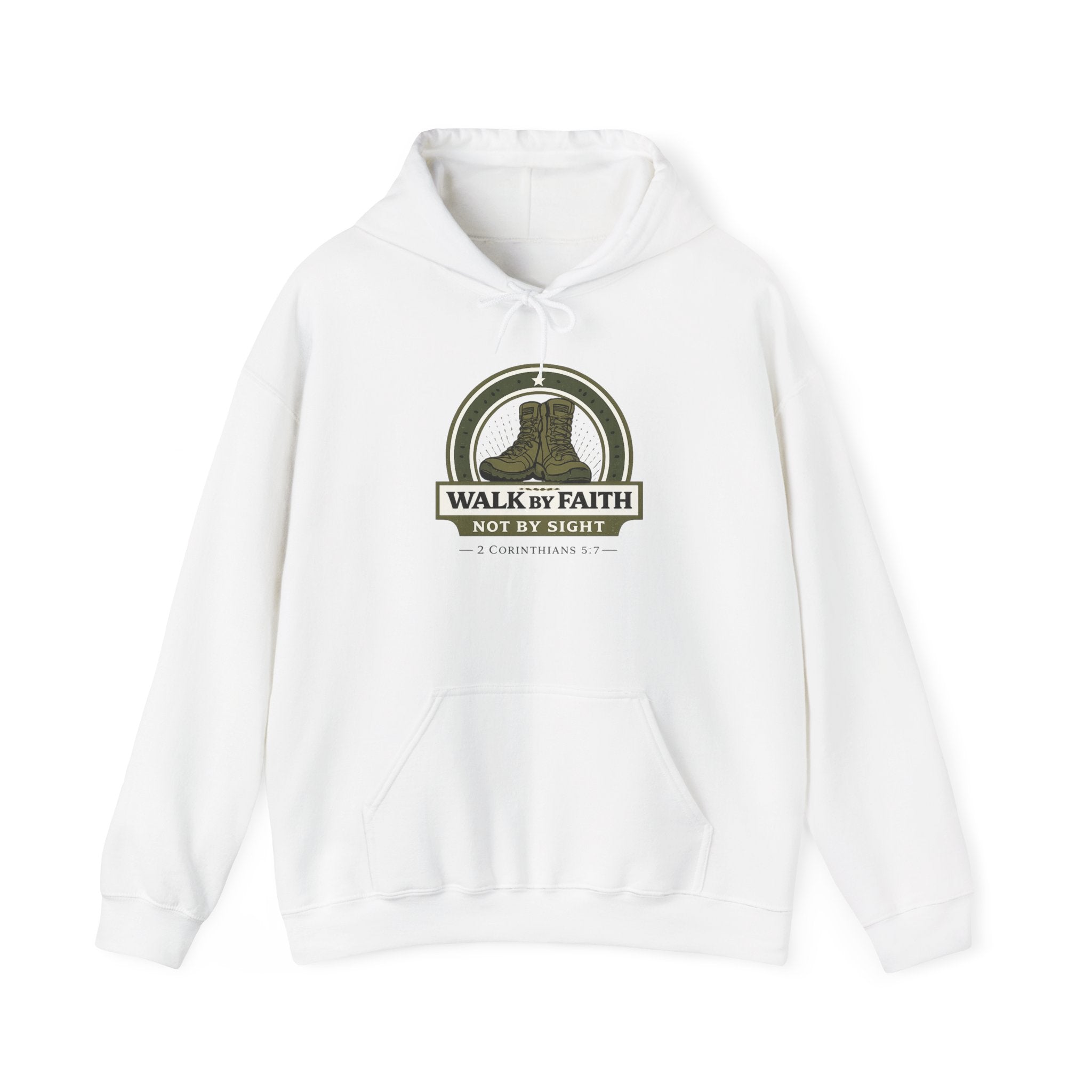 Mens Walk By Faith Hoodie – Inspirational Christian Faith Sweatshirt