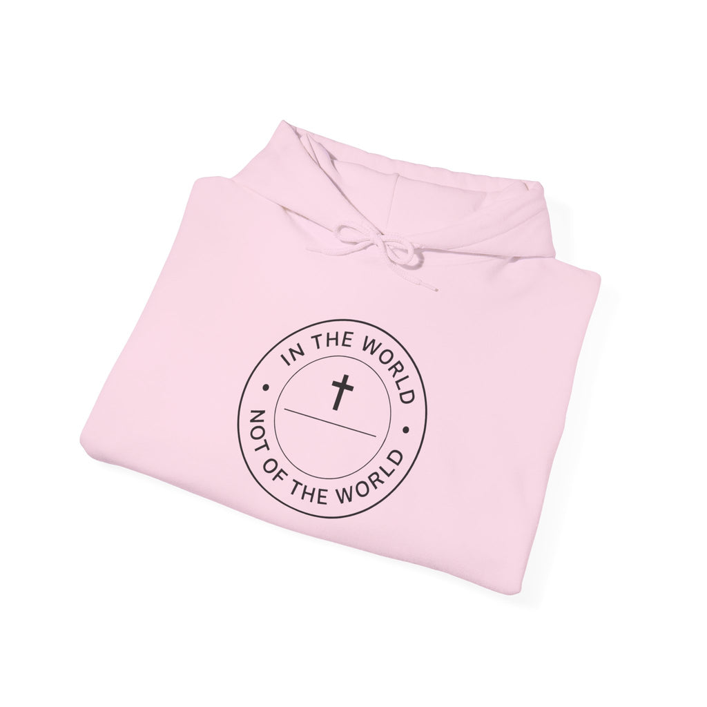 Men Christian Hoodie — “In the World, Not of the World” Cross Pullover