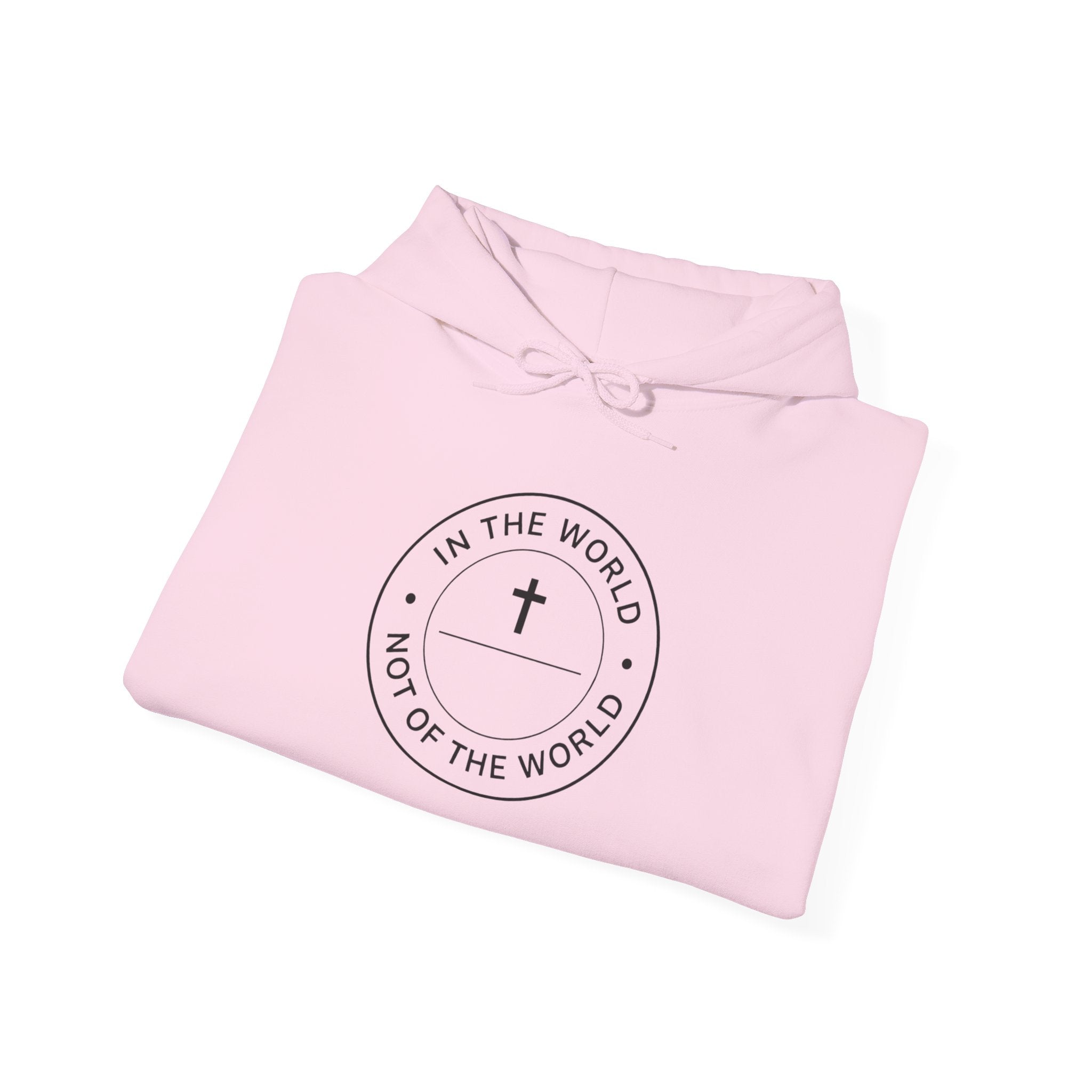 Men Christian Hoodie — “In the World, Not of the World” Cross Pullover