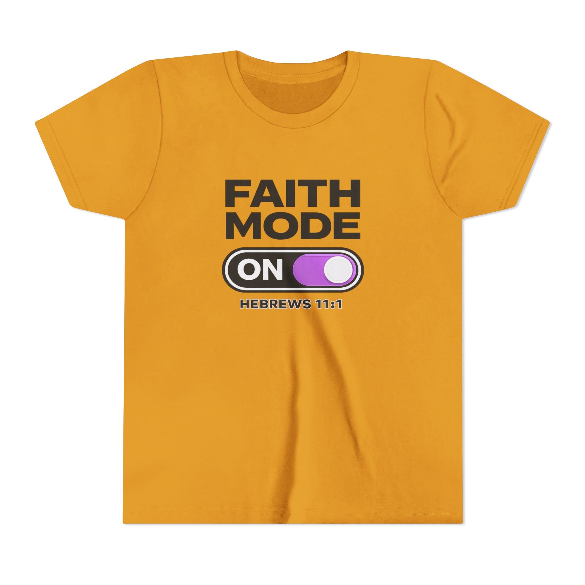 Faith Mode On Youth Tee — Hebrews 11:1 Christian Kids Shirt
