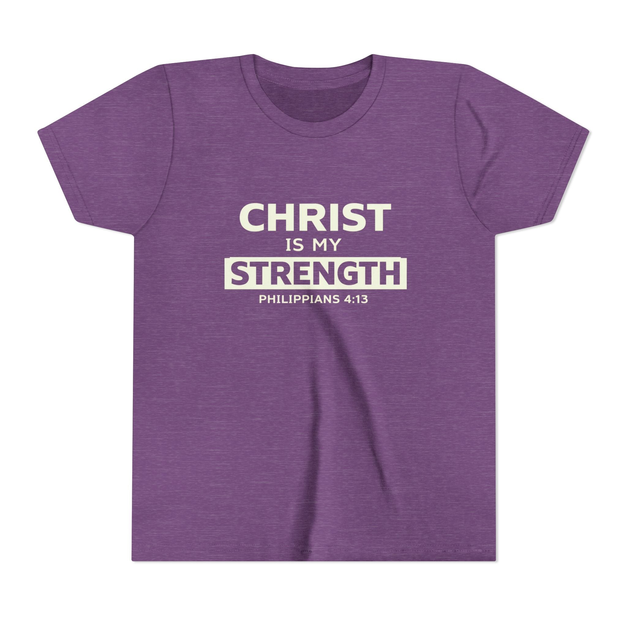 Boys Youth Tee - "Christ Is My Strength" Philippians 4:13 Christian Kids Shirt