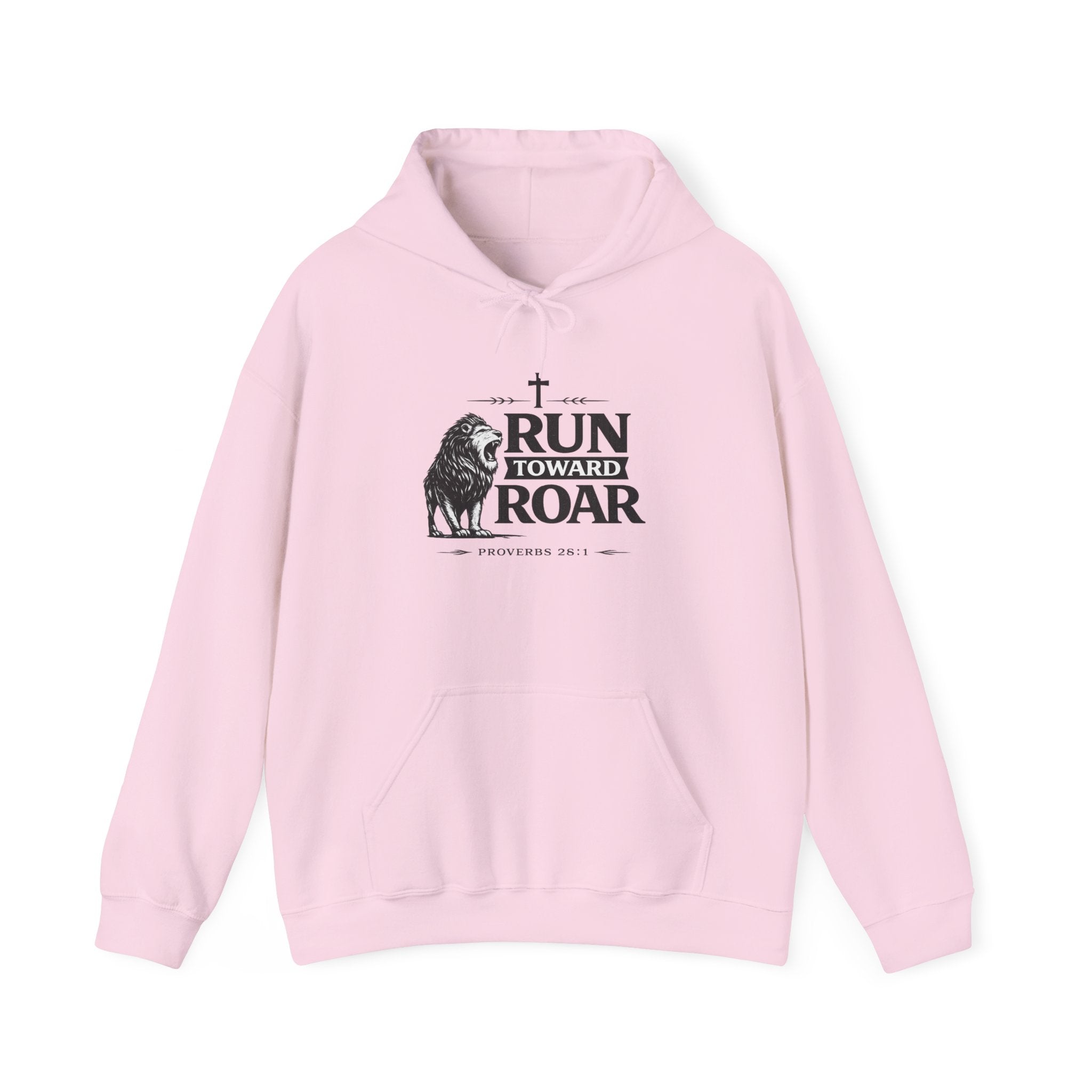Mens Run Toward the Roar Hoodie — Christian Lion Faith Sweatshirt