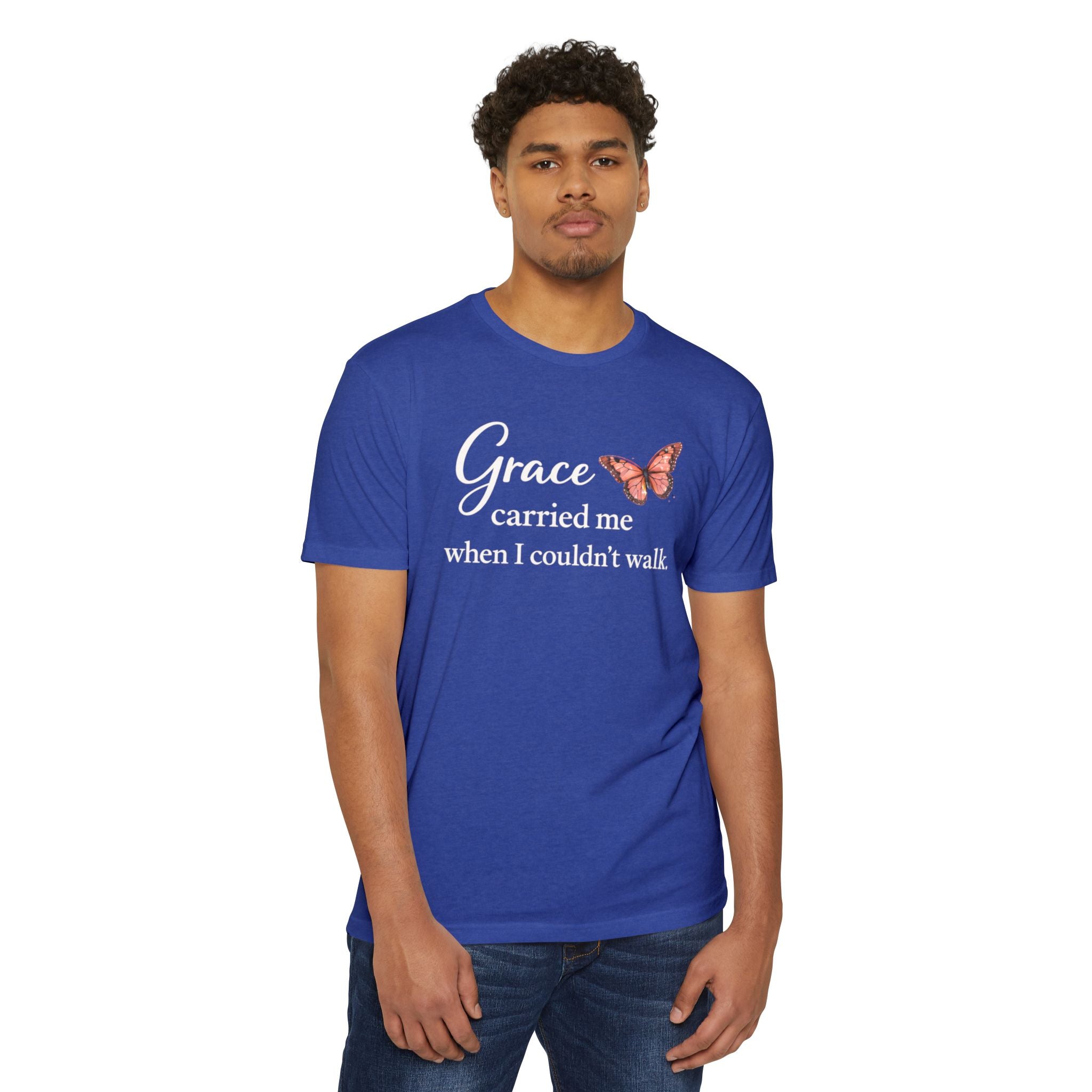 Grace Carried Me T-Shirt — Inspirational Butterfly Faith Tee