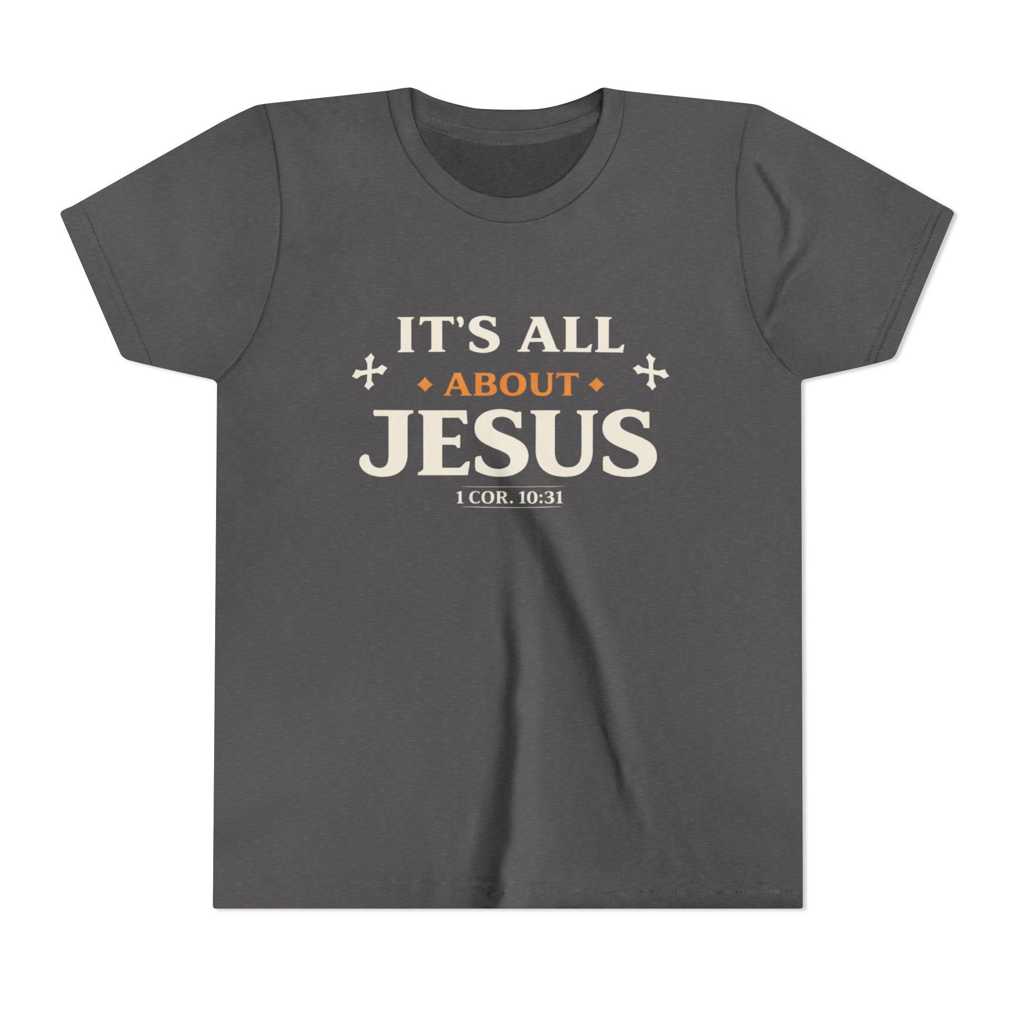 Girls Youth Tee - "It's All About Jesus" Christian Kids Shirt (1 Cor. 10:31)