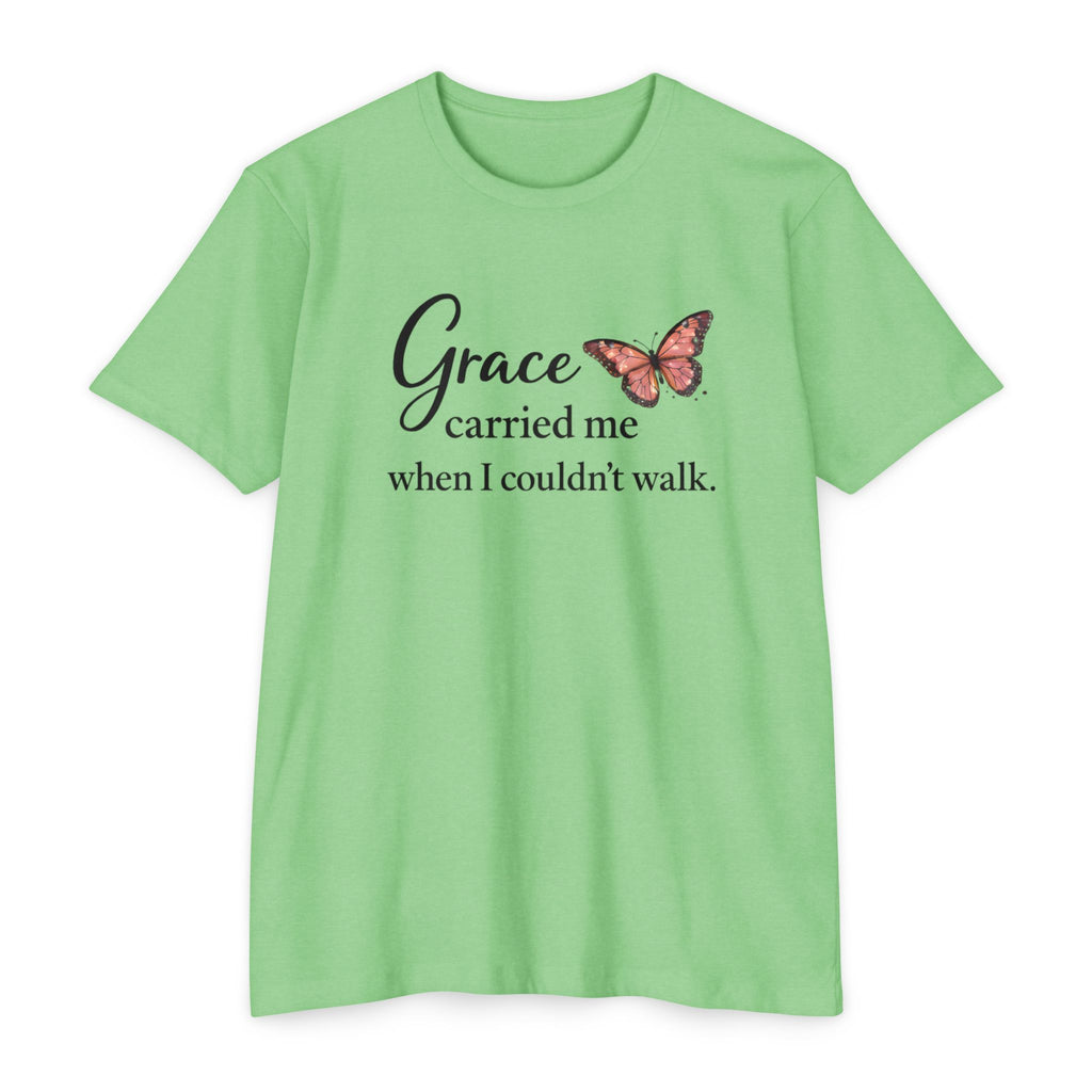 Grace Carried Me T-Shirt — Inspirational Butterfly Faith Tee